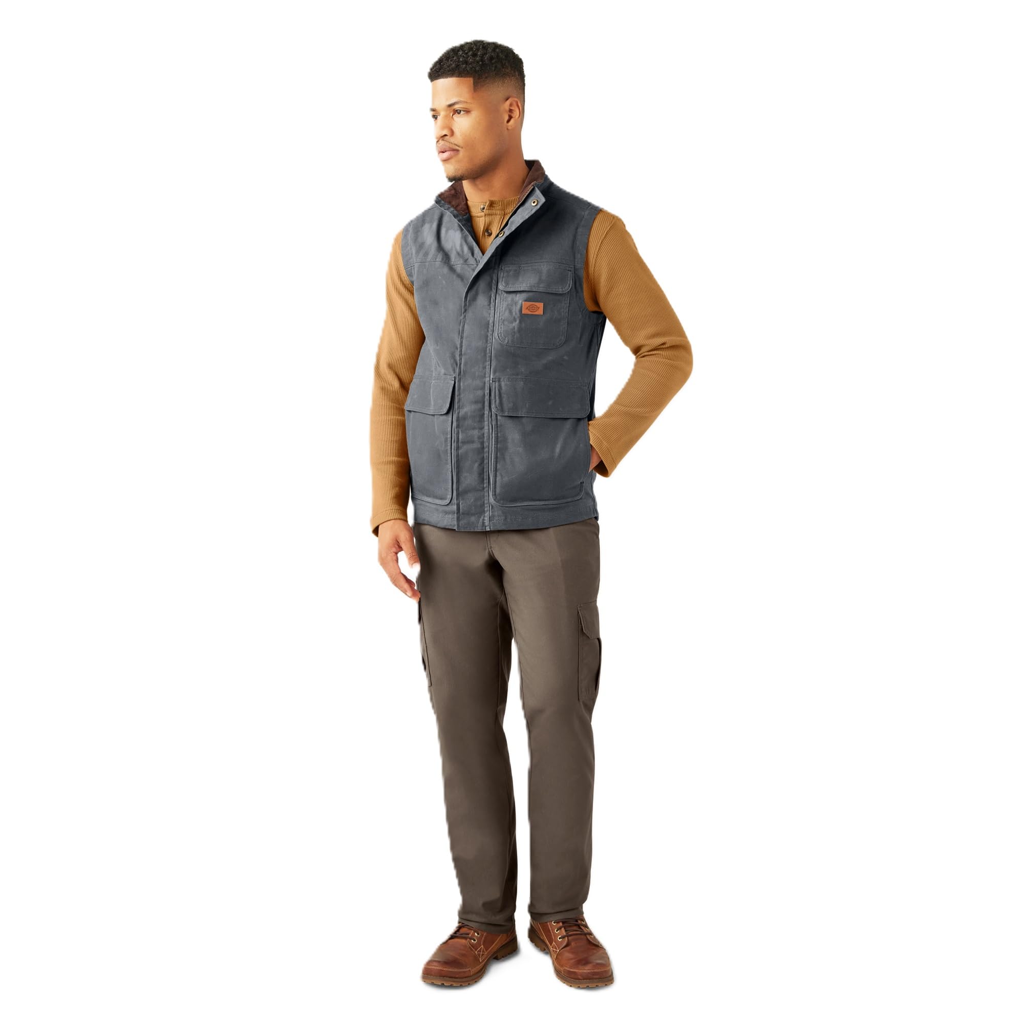 Dickies Men's Waxed Work Vest - Durable Water-Resistant Utility Vest for Outdoor Work, Hiking & Casual Wear
