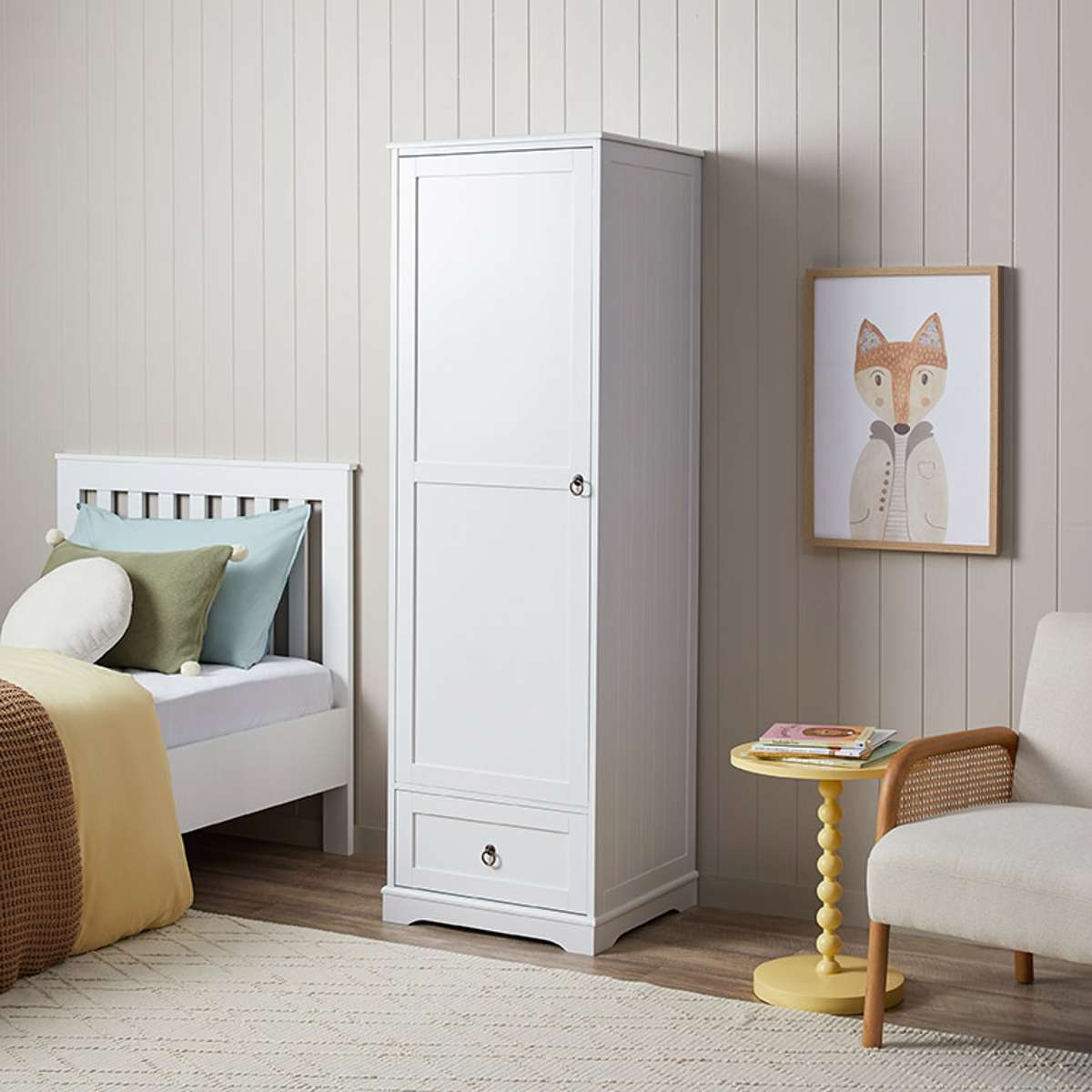 Stylish Hamptons Wardrobe with One Door - Perfect for Bedroom, Closet & Home Organization