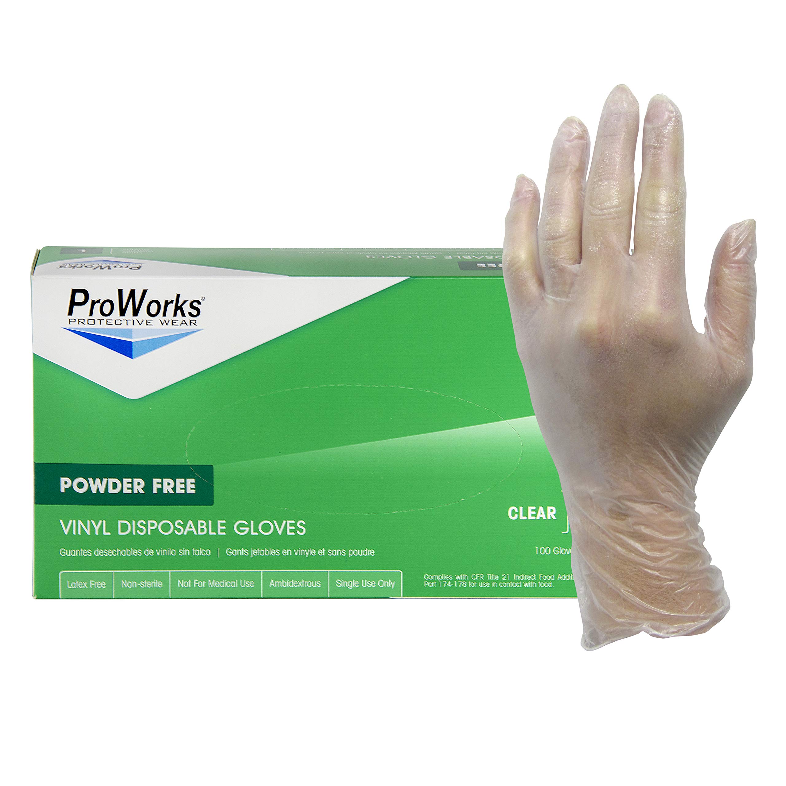 V103FXX Clear XX-Large Industrial Grade Powder-Free Disposable Vinyl Gloves 100-Pack (10 Boxes per Case) - Heavy Duty, Food Safe, Chemical Resistant for Kitchen, Cleaning, Medical & Laboratory Use