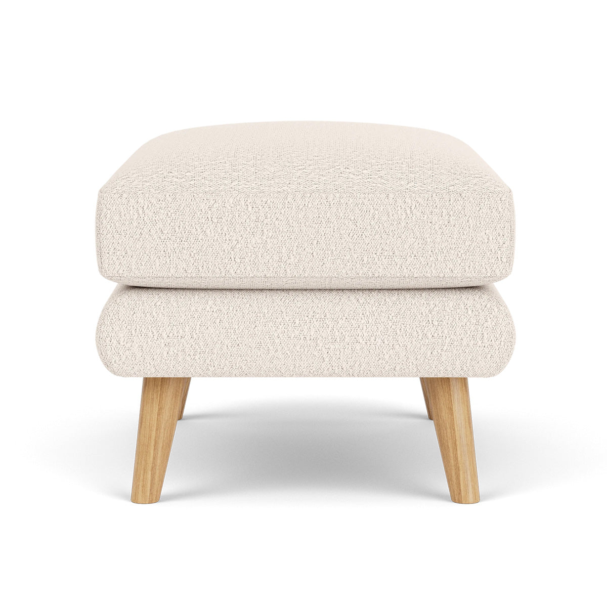 George Boucle Ottoman Stool - Round Tufted Footrest Pouf with Wooden Legs, Perfect for Living Room, Bedroom, or Nursery Decor