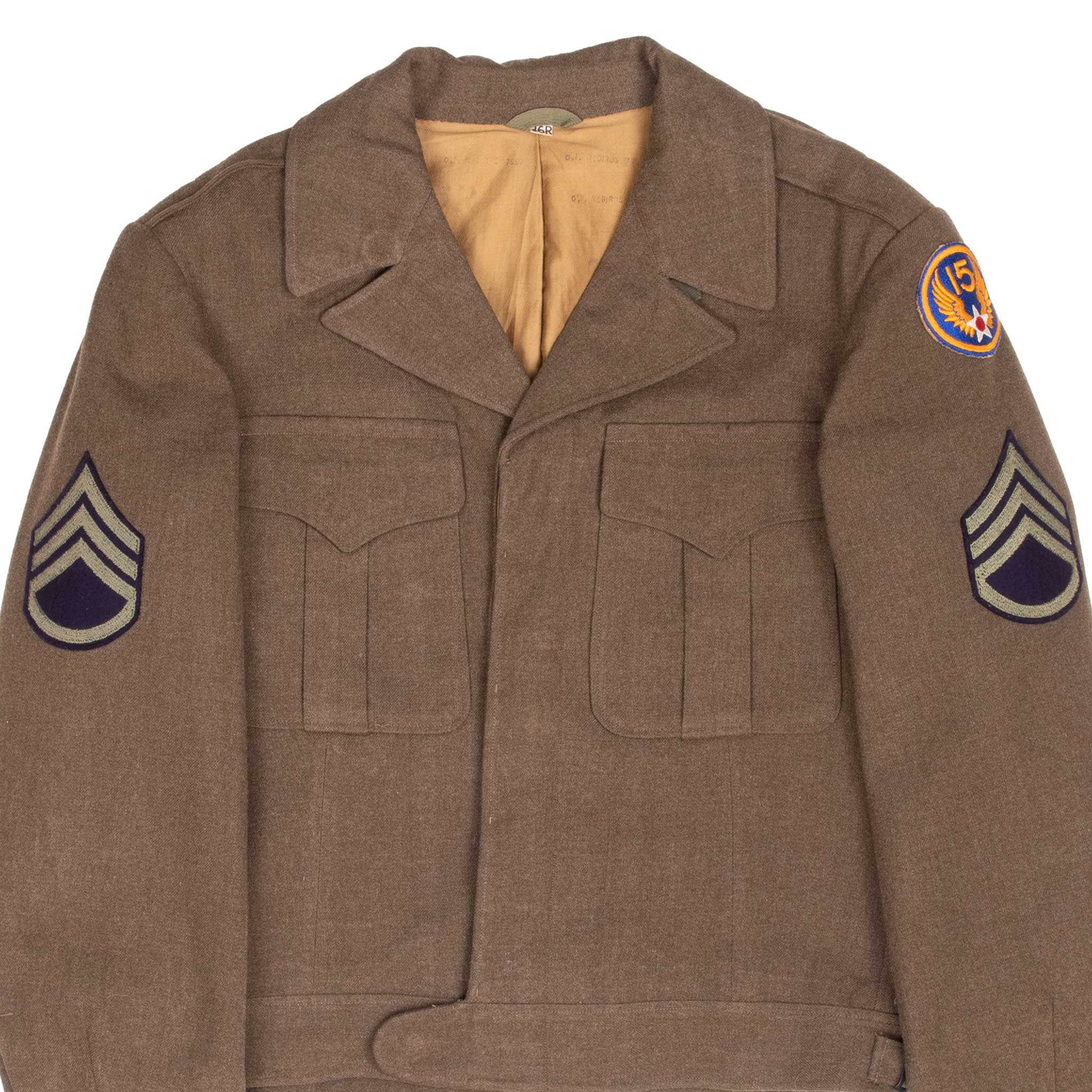 Vintage US Army Air Force 1944 WW2 Officer Dress Ike Wool Jacket with Patches - Size 36R - Perfect for Military Reenactments, Historical Events & Collector Displays
