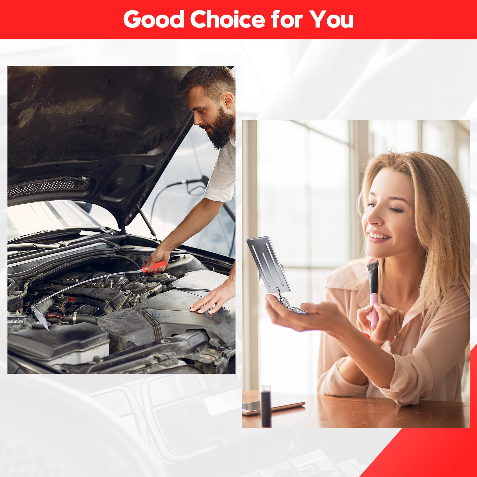 Telescoping Inspection Mirror - Flexible & Extendable Automotive Mirror with Bendable Handle for Vehicle Maintenance, DIY Repairs, and Hard-to-Reach Areas - Perfect Gift for Car Enthusiasts and Mechanics