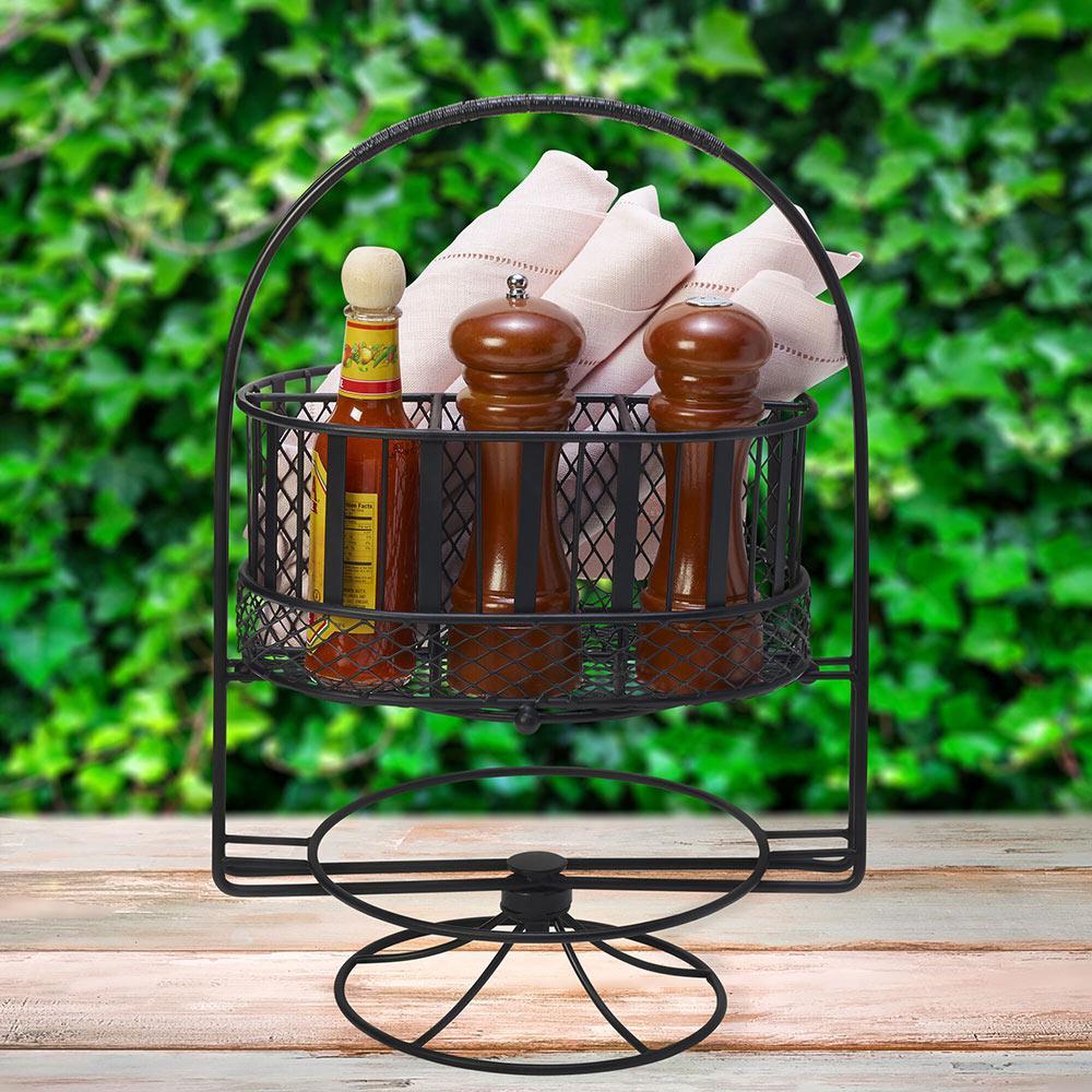 Rotating Band & Stripe Buffet Storage Caddy - Perfect for Kitchen, Dining Room, and Party Hostess Organization