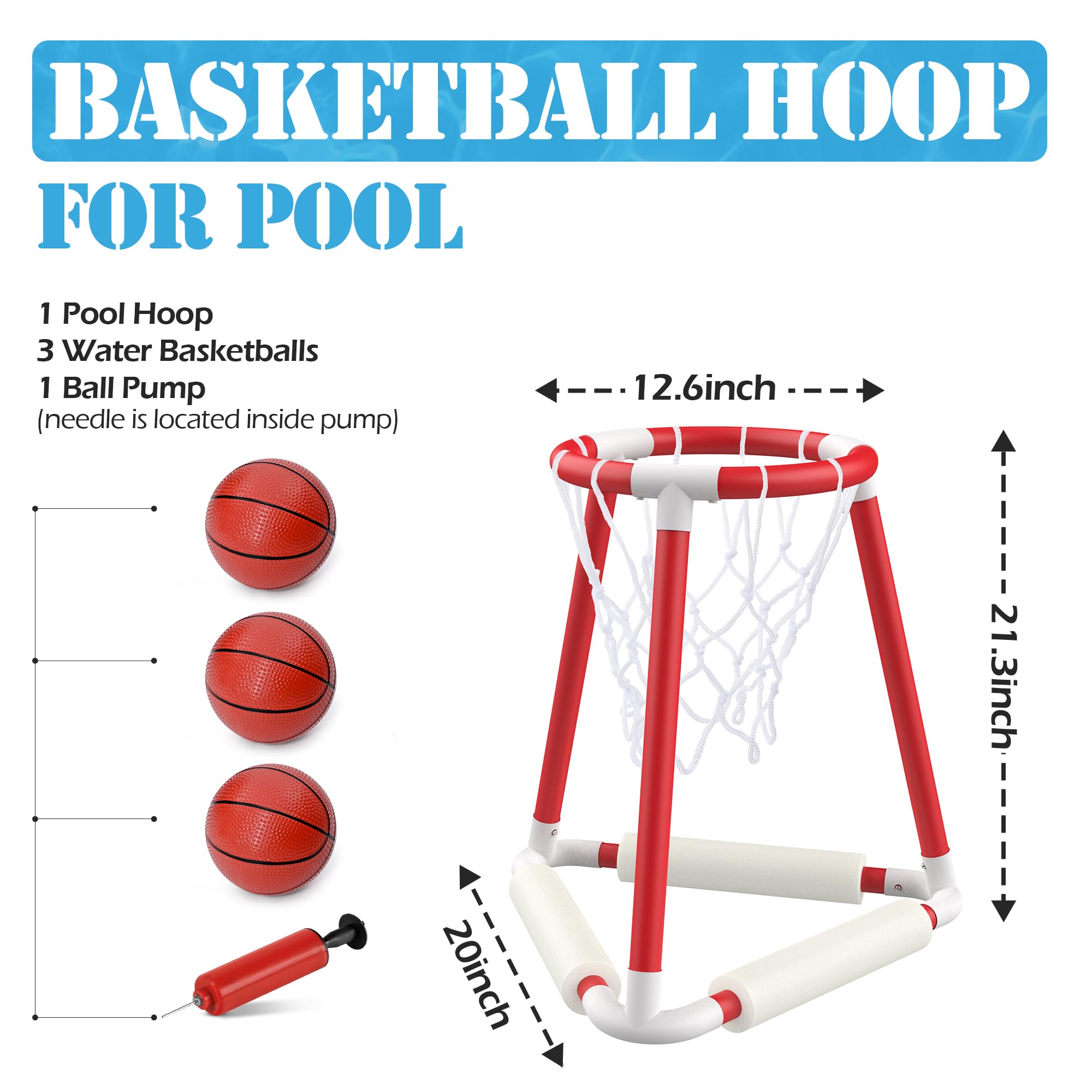 Floating Pool Basketball Hoop Set - Adjustable Height for Kids & Adults | Waterproof Outdoor & Indoor Basketball Game for Swimming Pool, Backyard, Beach | Perfect for Summer Parties, Family Fun & Poolside Activities