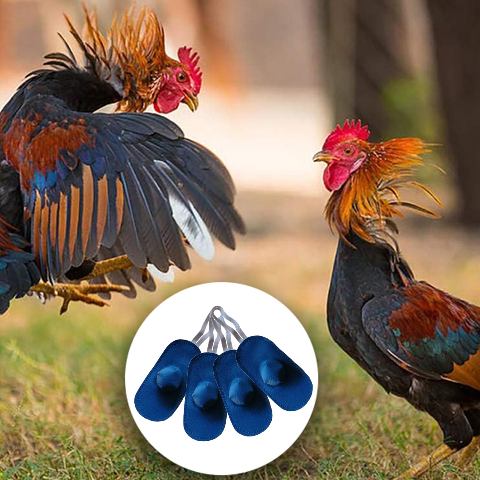 Gamefowl Rooster Boots - 2 Pairs Chicken Leg Protection Shoes for Fighting Cocks, Durable & Comfortable Poultry Supplies - Perfect for Cockfighting, Farm Protection & Show Birds (Blue)