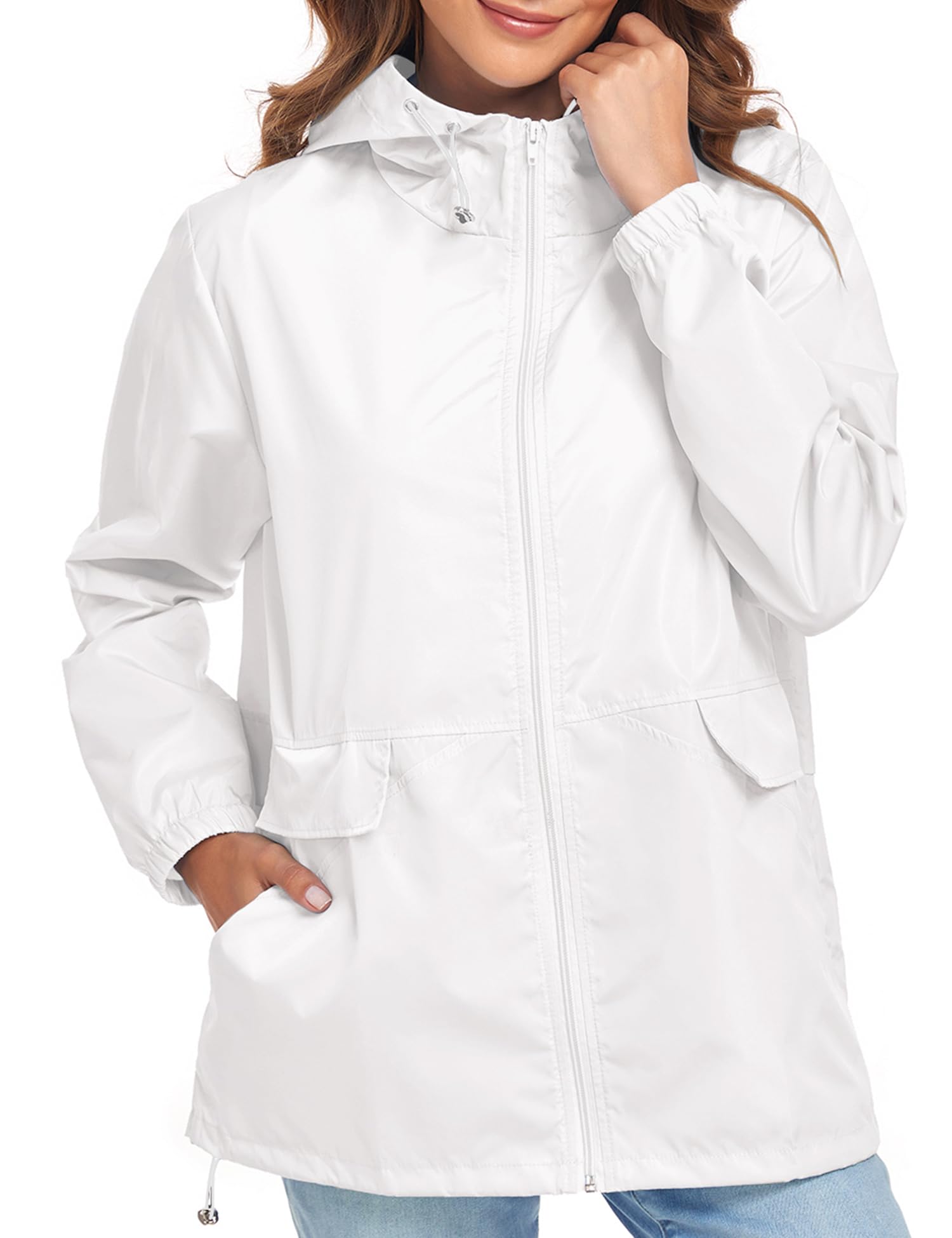 Women's Lightweight Waterproof Raincoat - Packable Windproof Hooded Jacket for Outdoor Activities (S-XXL) | Perfect for Hiking, Travel & Commuting