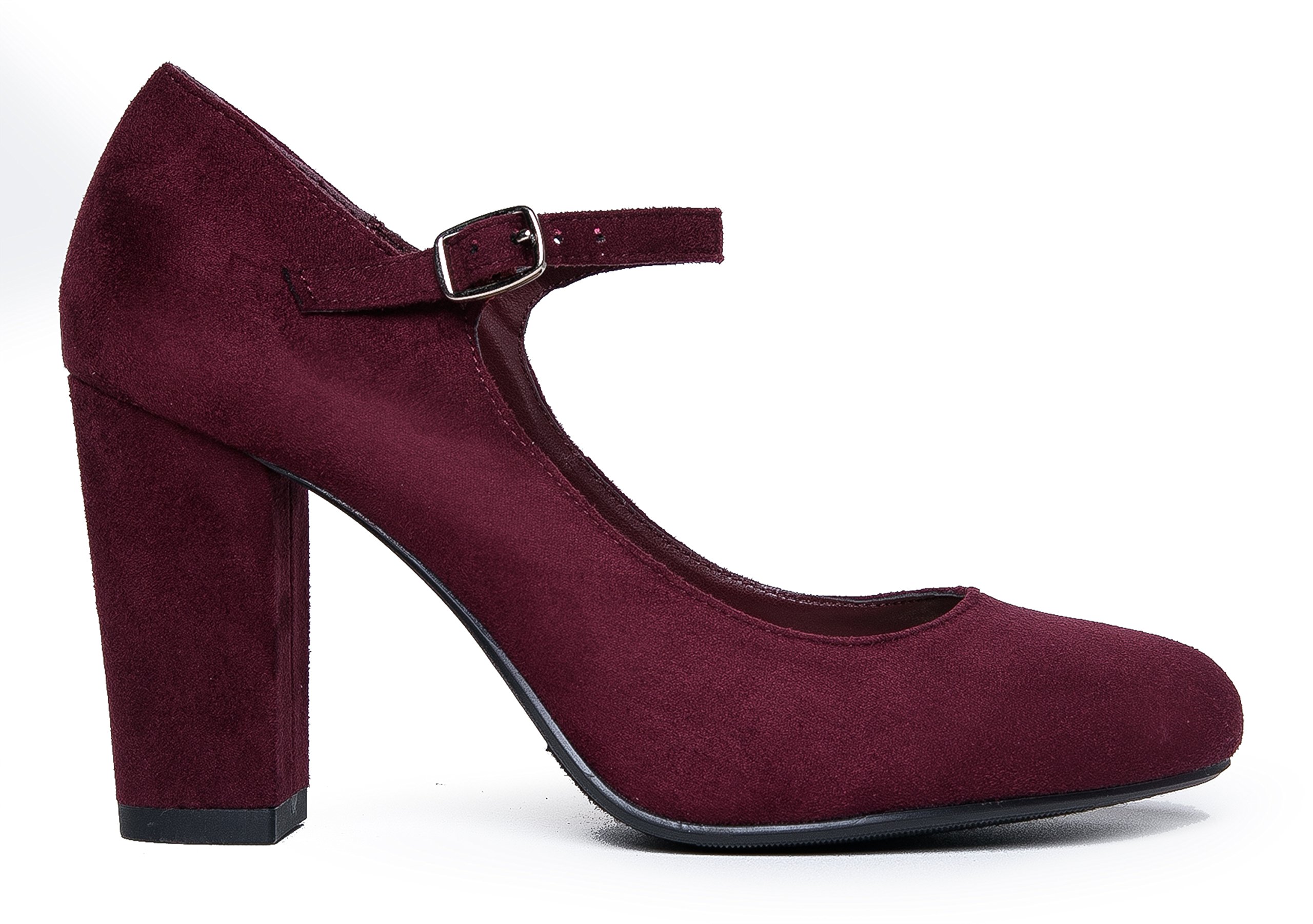 J.Adams Women's Round Toe Chunky High Heel Mary Jane Pumps - Comfortable Dress Shoes for Work, Party & Wedding Occasions