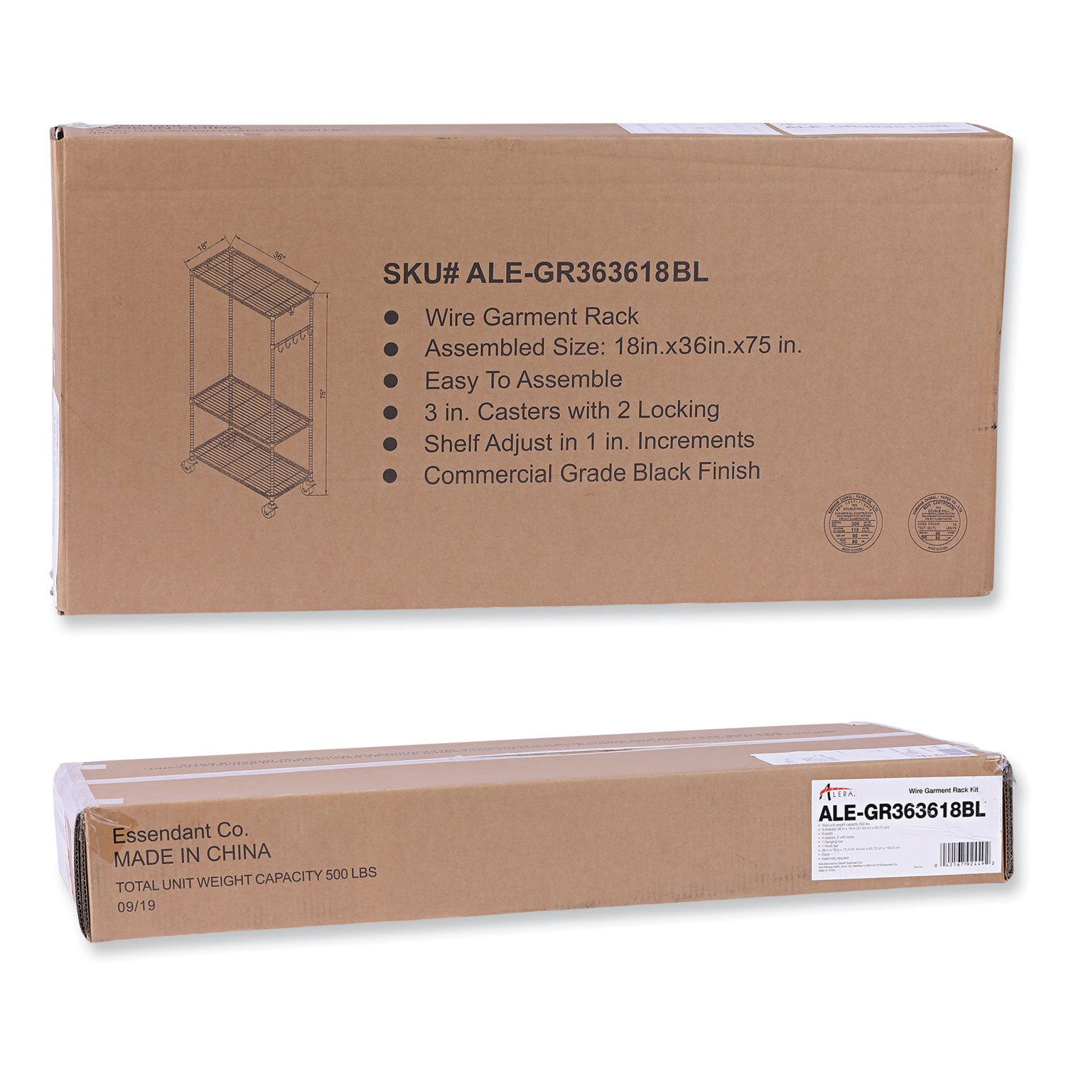 Alera® Heavy Duty Wire Shelving Garment Rack - 30 Garments Capacity, 36