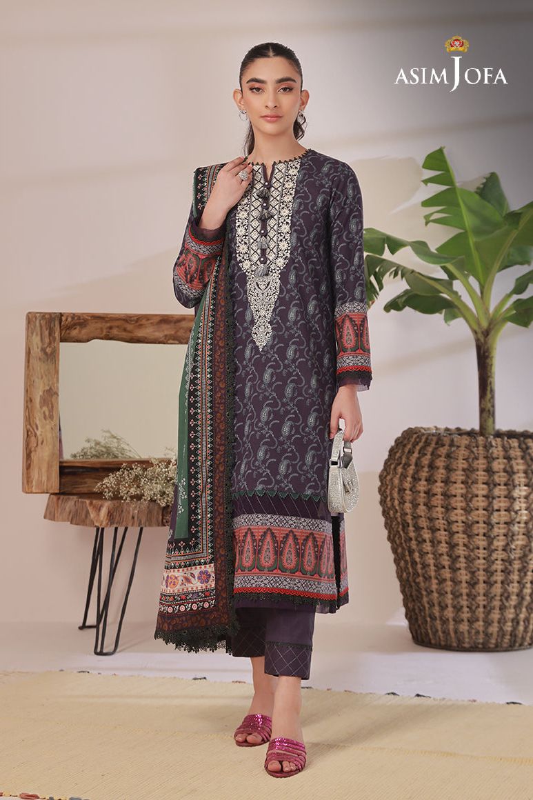 Asim Jofa Basic Print Suit - Elegant Pakistani Designer Outfit for Women | Perfect for Weddings, Parties & Special Occasions