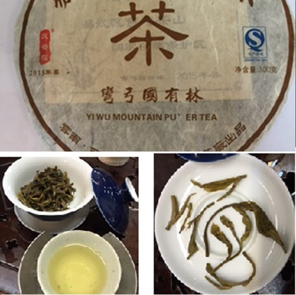 Premium 2015 Spring Mt. Yiwu Raw PuEr Tea Cake - Ancient Tree Tea from Wan Gong Village, Yunnan | Authentic Chinese PuErh Tea for Tea Ceremonies, Gifts & Daily Wellness