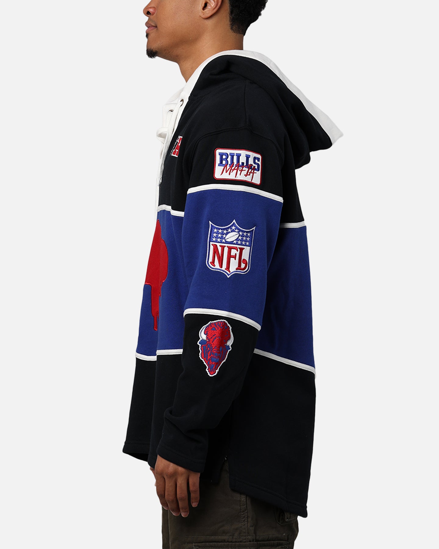 47 Brand Buffalo Bills NFL Legacy Lacer Hoodie - Jet Black - Official Licensed NFL Apparel for Men - Perfect for Game Day, Tailgating & Casual Wear