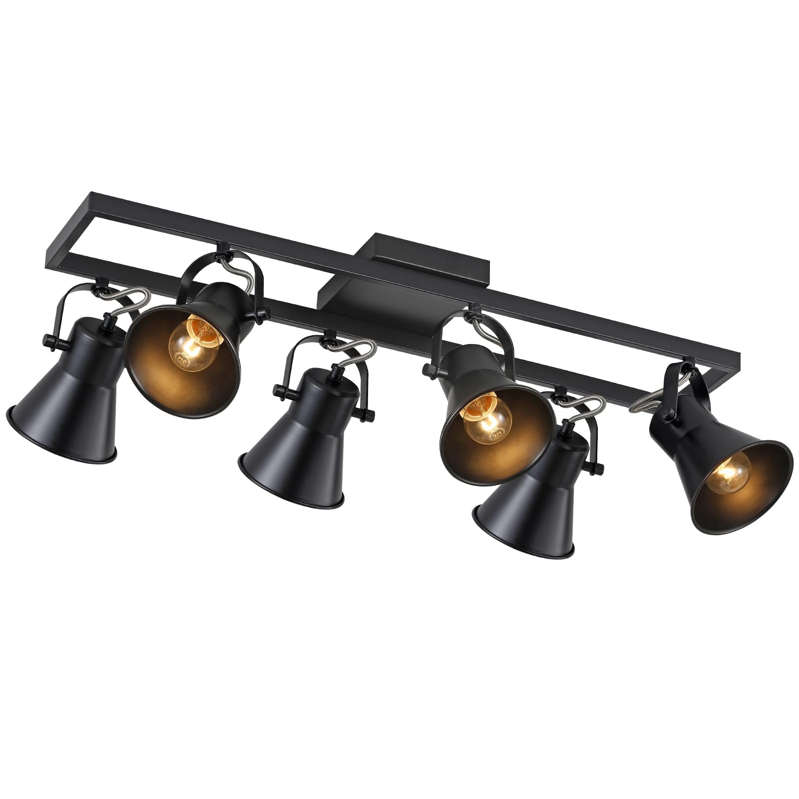 Modern Black 6-Light Track Lighting Fixture with Rotatable Heads - Industrial Ceiling Spotlight for Kitchen, Living Room, Laundry & Entryway | Perfect for Task Lighting, Accent Decor & Modern Home Interiors