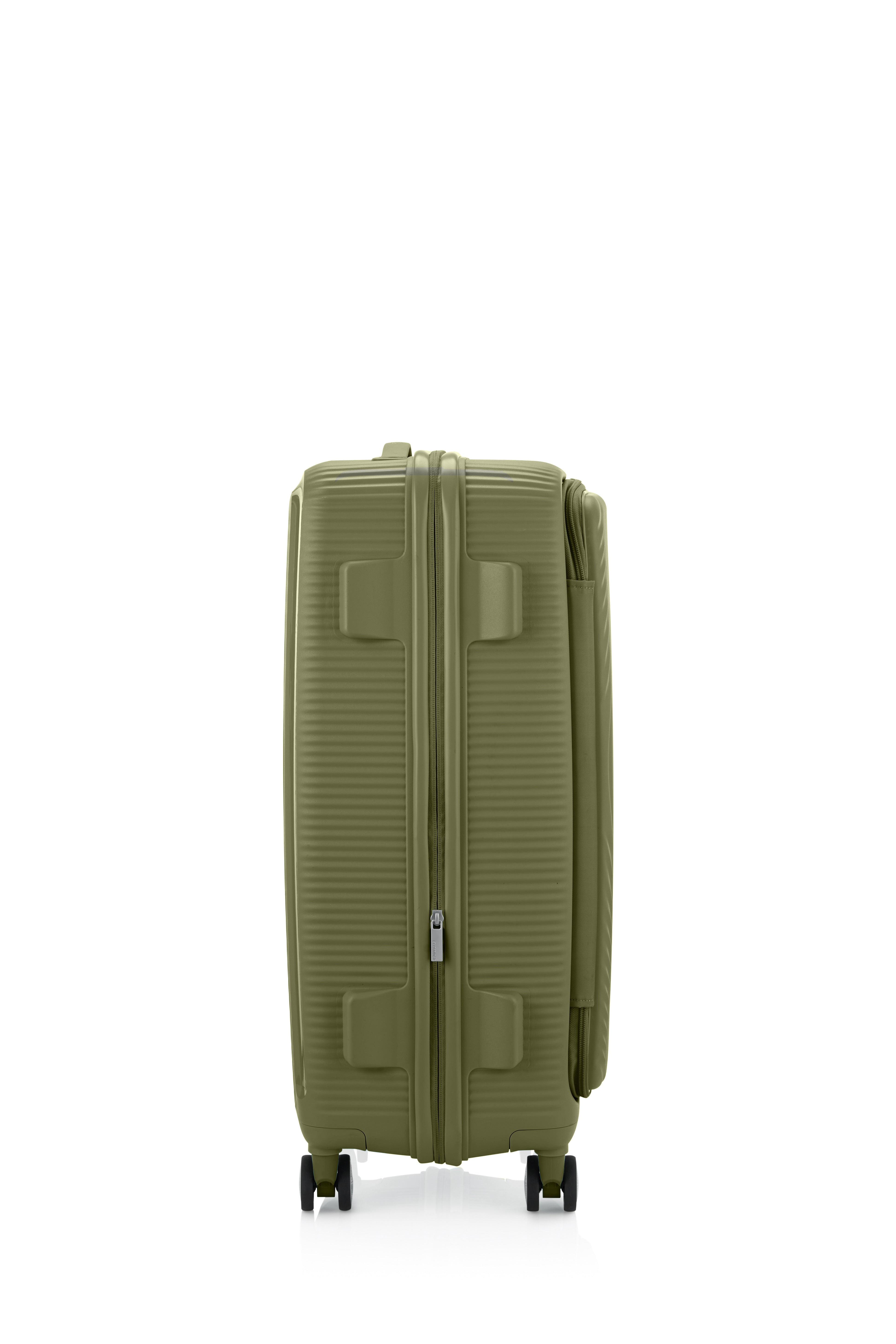 American Tourister 75cm Curio Book Opening Suitcase - Lightweight Spinner Luggage with 360° Wheels, Perfect for Business Travel & Weekend Getaways (Khaki)