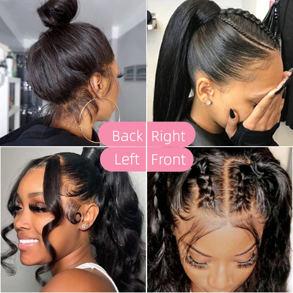 360 Lace Front Human Hair Wigs for Black Women - Pre Plucked Straight HD Lace Wig with 360 Full Lace Cap | 24 Inch Natural Human Hair Wig for Ponytail & Bun Styling | Perfect for Daily Wear, Cosplay & Special Occasions