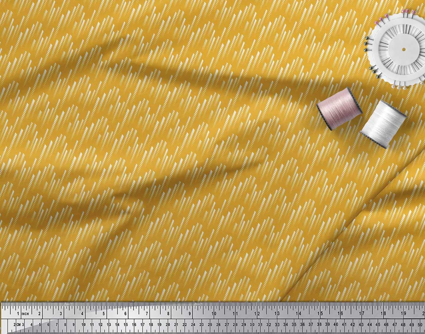 Soimoi Moss Georgette Brown Fabric by The Yard - 42 Inch Wide Diagonal Line Small Pattern Printed Fabric for Dresses, Blouses & Home Decor | Modern Chic Textile Material
