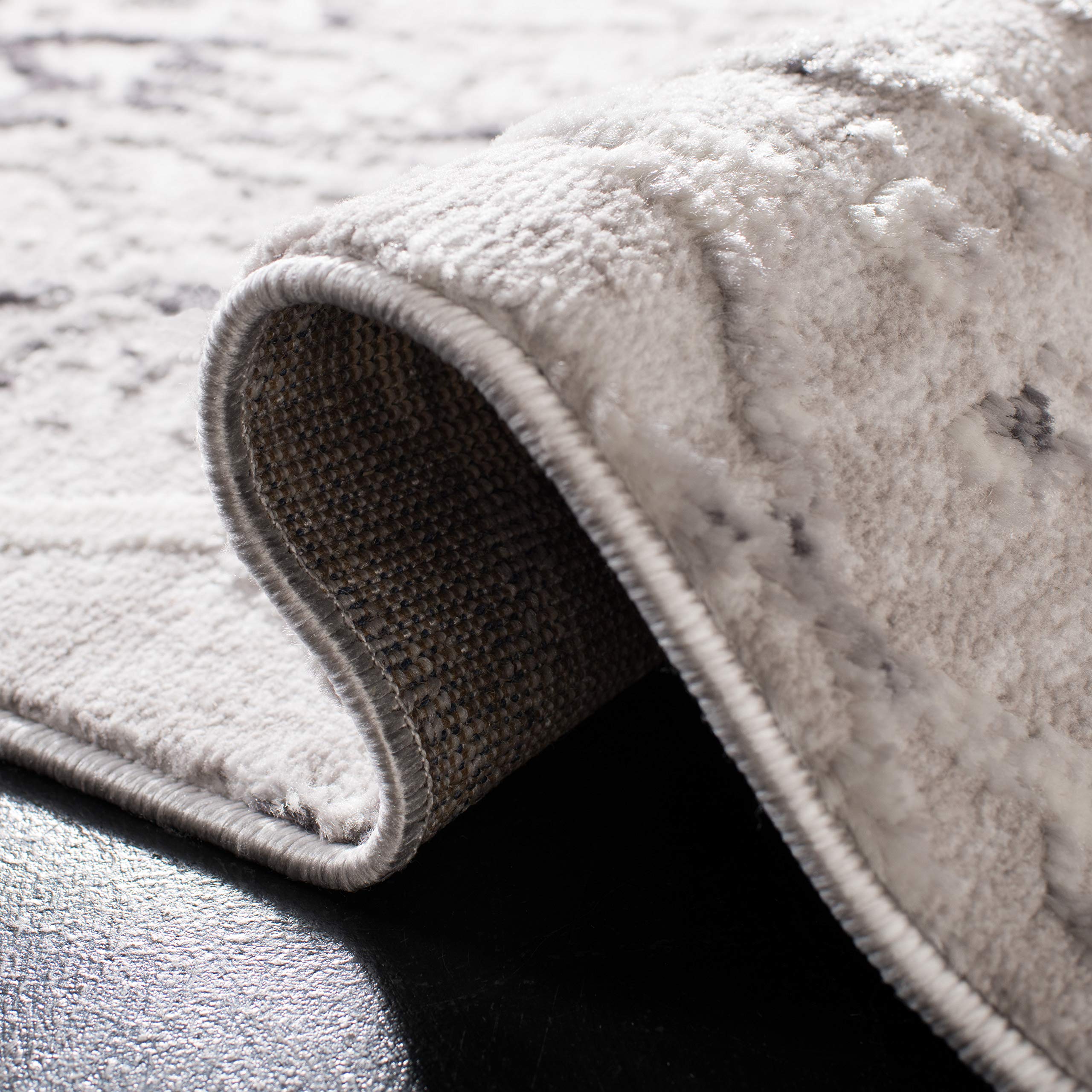 SAFAVIEH Amelia Collection 11' Round Grey/Light Grey ALA783F Modern Trellis Distressed Non-Shedding Area Rug - Perfect for Dining Room, Entryway, Living Room & Bedroom Decor