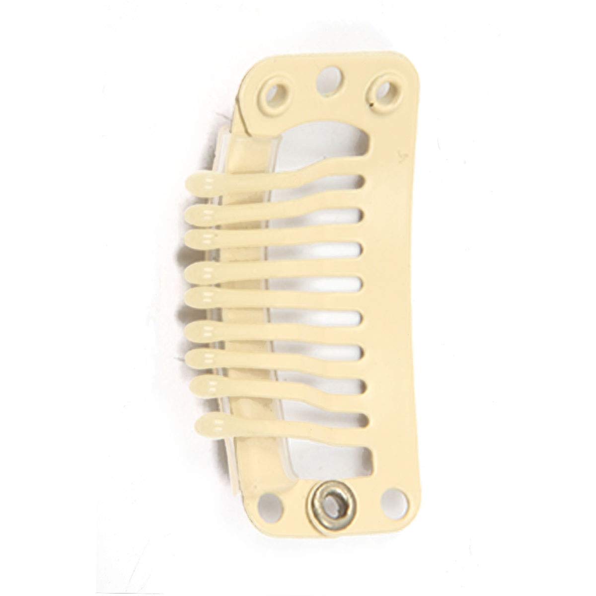 30pcs Stainless Steel Wig Clips for Hair Extensions - 9 Teeth Snap Clips, 32mm, 1.2g Each - DIY Toupee & Wig Combs (Beige) - Perfect for Securing Hair Extensions, Weaves & Cosplay Wigs