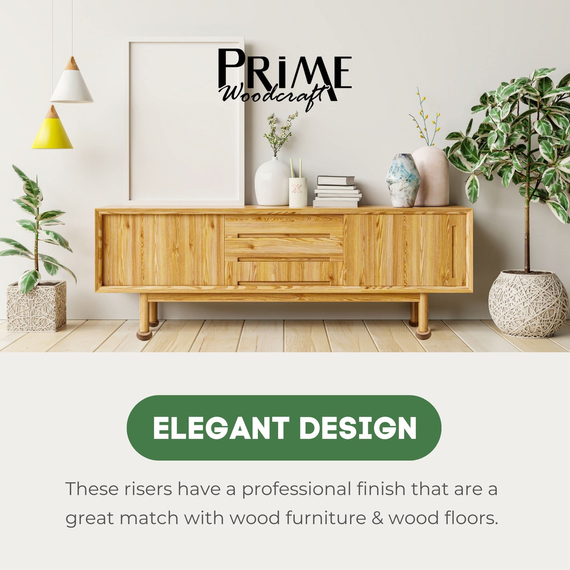 Premium Walnut Wood Furniture Risers - Set of 4 (1 Inch Height) - Bed, Table, Sofa & Desk Risers for Home & Office - Ideal for Cleaning, Storage & Space Saving