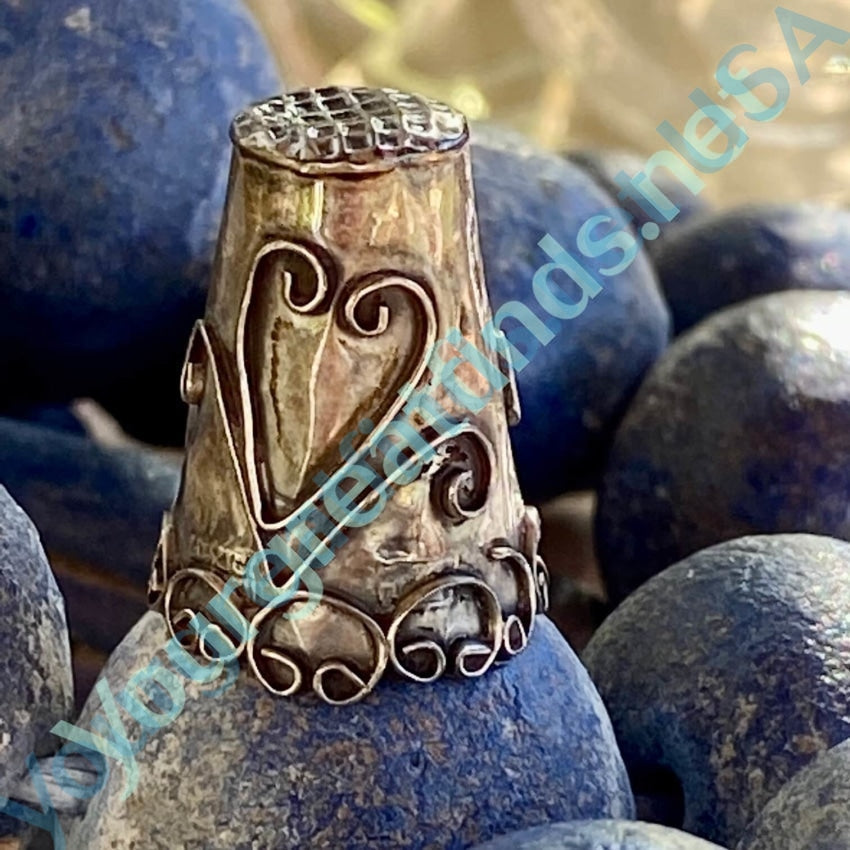 Vintage Mexican Sterling Silver Thimble with Heart Design - Authentic Handmade Collectible for Sewing, Crafting & Gift Giving