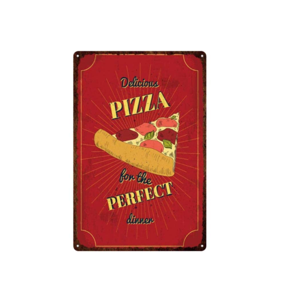 Vintage Metal Tin Sign - Retro Pizza Poster for Bar, Coffee Shop, Club & Cafe Wall Decor - 12x8 Inch - Perfect for Kitchen, Dining Room & Man Cave Decor