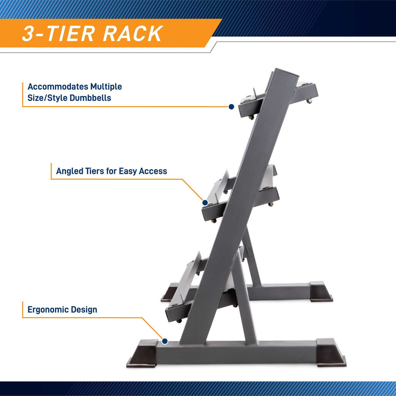 Marcy 3-Tier Dumbbell Weight Rack DBR 86 - Heavy Duty Dumbbell Storage Organizer for Home Gym, Garage, and Fitness Studio