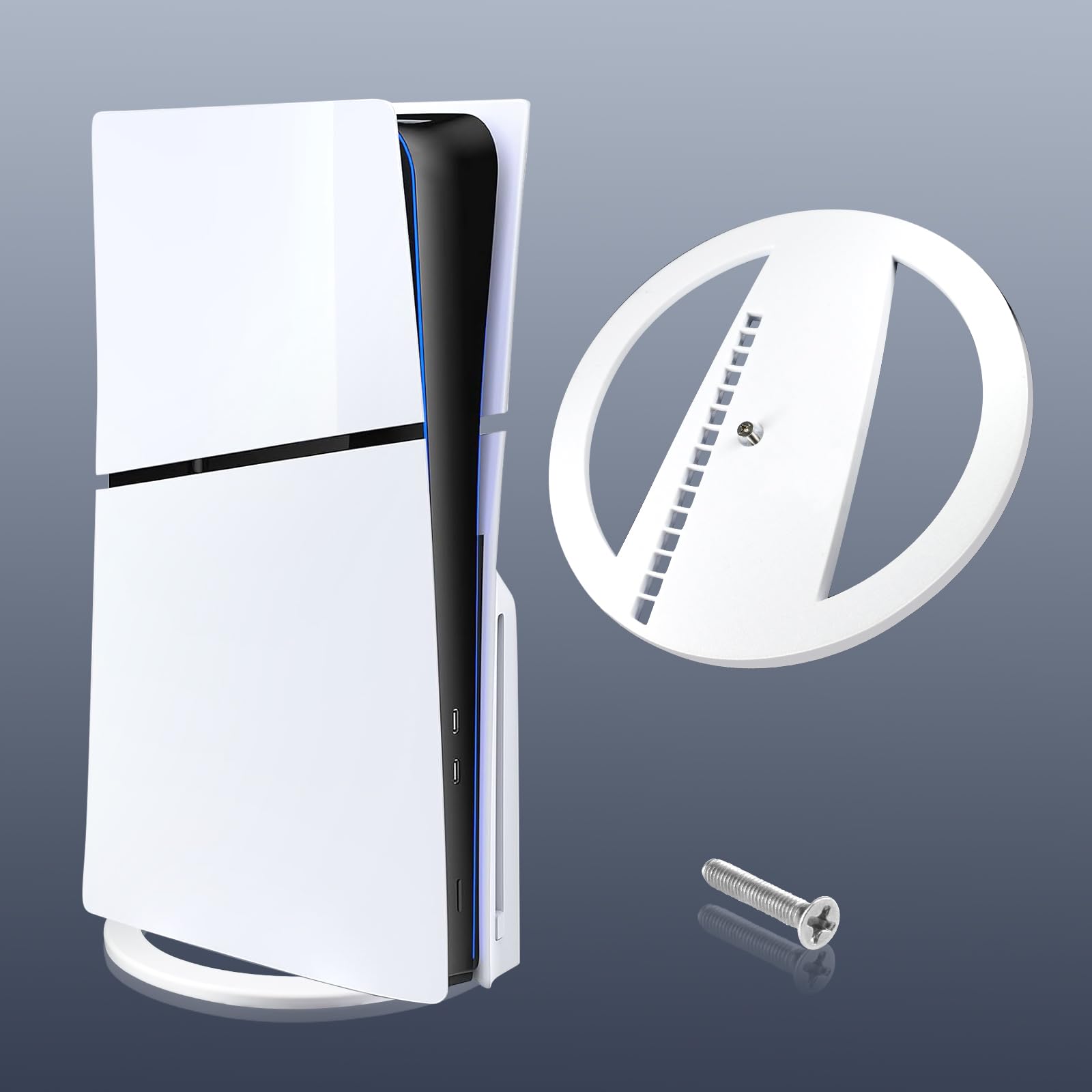 XBERSTAR Vertical Stand for PS5 Slim & Digital Edition with Screws, Replacement Base for PS5 Slim & Digital Disc Drive (White) - Perfect for Gaming Setup & Space Saving
