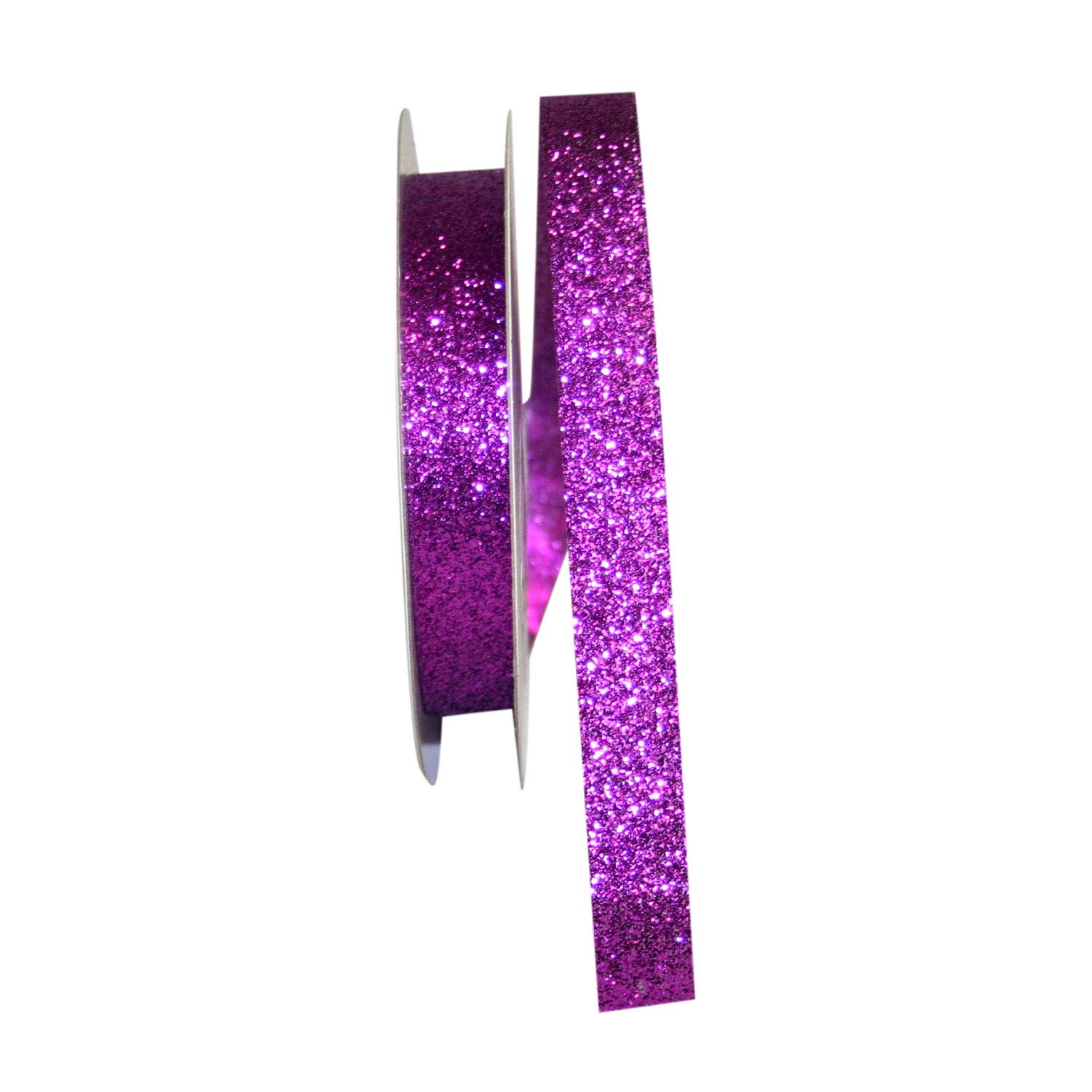 Reliant Ribbon Glitter All Rd Ribbon - 5/8 Inch x 25 Yards Purple Ribbon for Gift Wrapping, Crafts, Party Decorations, and DIY Projects