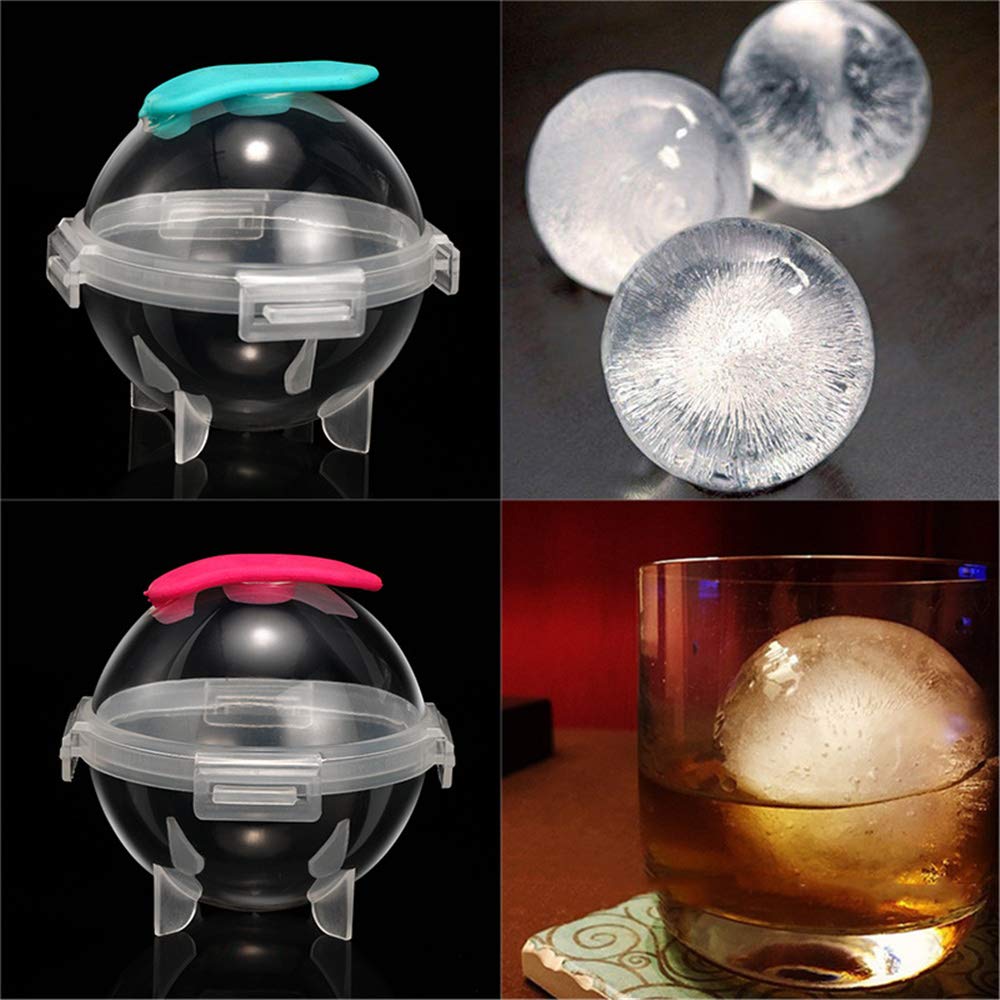 NuoYa Clasp Style Ice Cream & Whiskey Ice Ball Mold - Transparent Plastic Round Ice Cube Maker for DIY Cocktails, Desserts & Party Kitchen Gadgets | Perfect for Home Bars, Cocktail Parties & Creative Desserts