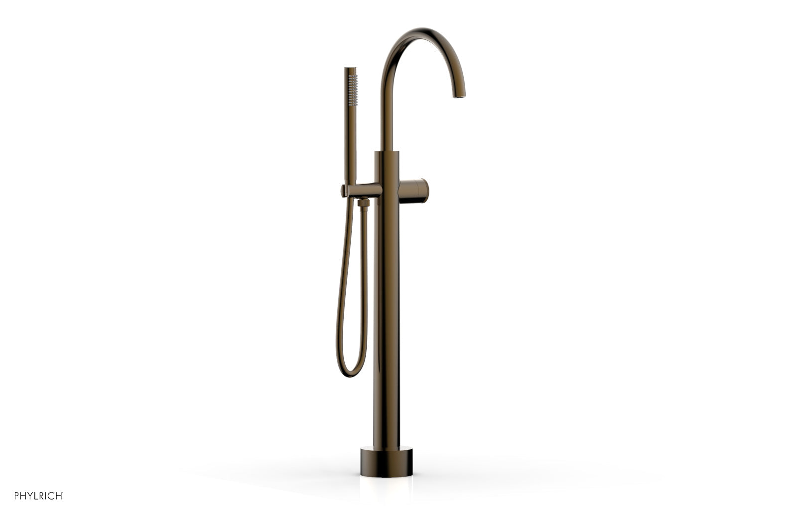 BASIC II Low Floor Mount Tub Filler with Knurled Handle and Hand Shower - Model 230 44 03 - Perfect for Modern Bathrooms and Spa-Like Showers
