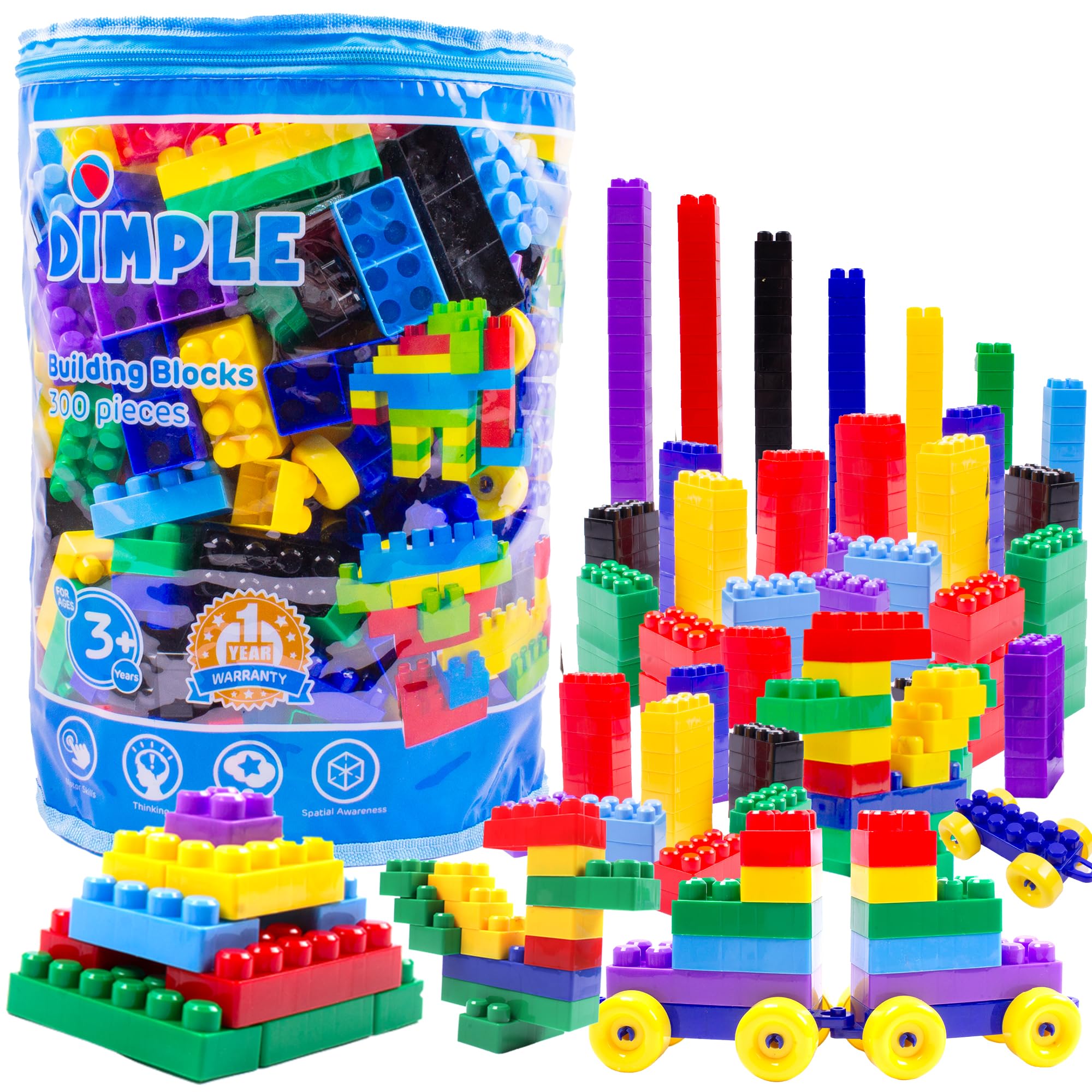 STEM Building Blocks for Toddlers (300 Pcs) - Educational Stacking Toys for Kids Ages 3+ | Perfect for Montessori Learning & Birthday Gifts
