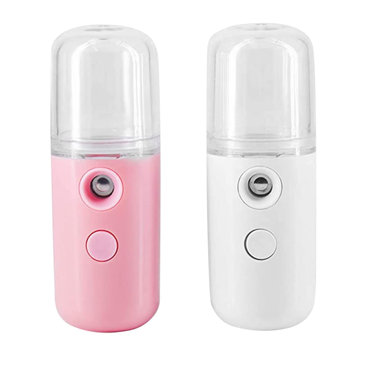 Havamoasa Nano Facial Mister - USB Rechargeable Portable Face Mist Sprayer for Hydration | Mini Facial Steamer Moisturizer for Dry Skin Care | Perfect for Travel, Office & Home Use (2PCS, White & Pink)
