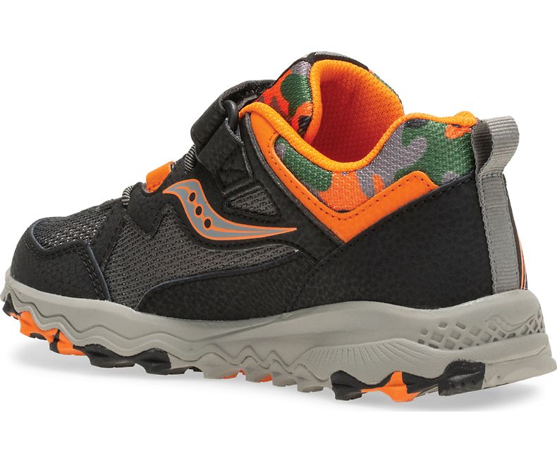 Saucony Peregrine Shield 2 A/C Kids Trail Running Shoes - Black/Orange/Camo Waterproof Sneakers for Boys & Girls | Outdoor Hiking & School Activities