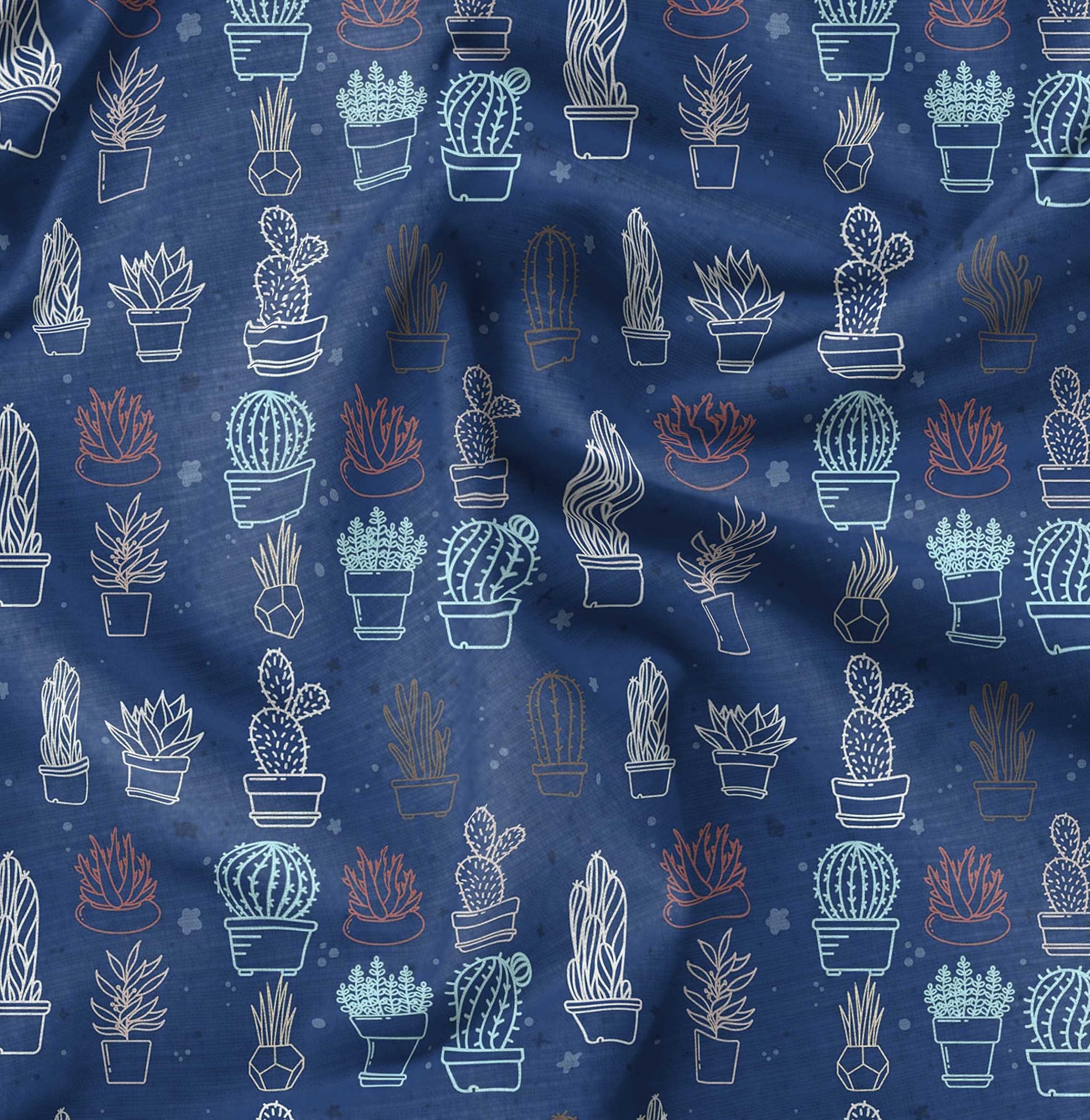 Soimoi Moss Georgette Brown Fabric by The Yard - 42 Inch Wide Cactus Tree Print Fabric for DIY Home Decor, Curtains, Pillows & Clothing - Desert Chic Bohemian Style Printed Cotton Material