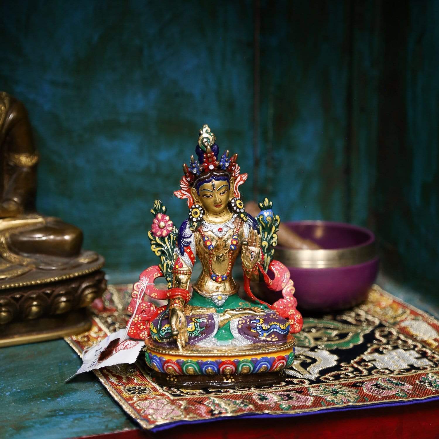 Hand Painted White Tara Statue - Tibetan Buddhist Goddess of Compassion | Home Altar Decor, Meditation Room Statue, Spiritual Gift for Yoga Practitioners