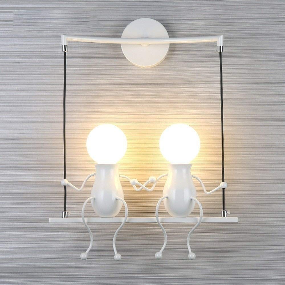 Creative Modern Wall Sconce Lamp - Swing Doll Design Night Light for Kids Room, Bedroom, Hallway (E27 Bulb, White) - Perfect for Nursery Decor, Bedside Lighting & Cozy Ambiance