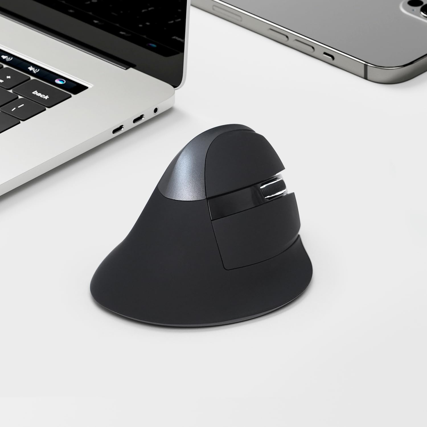 DELUX Wireless Vertical Ergonomic Mouse - Rechargeable 2.4G Bluetooth Mouse with Silent Click, 6 Buttons & 4000 DPI for Comfortable Computing - Ideal for Office Work, Gaming & Reducing Wrist Pain (M618mini-Iron Grey)