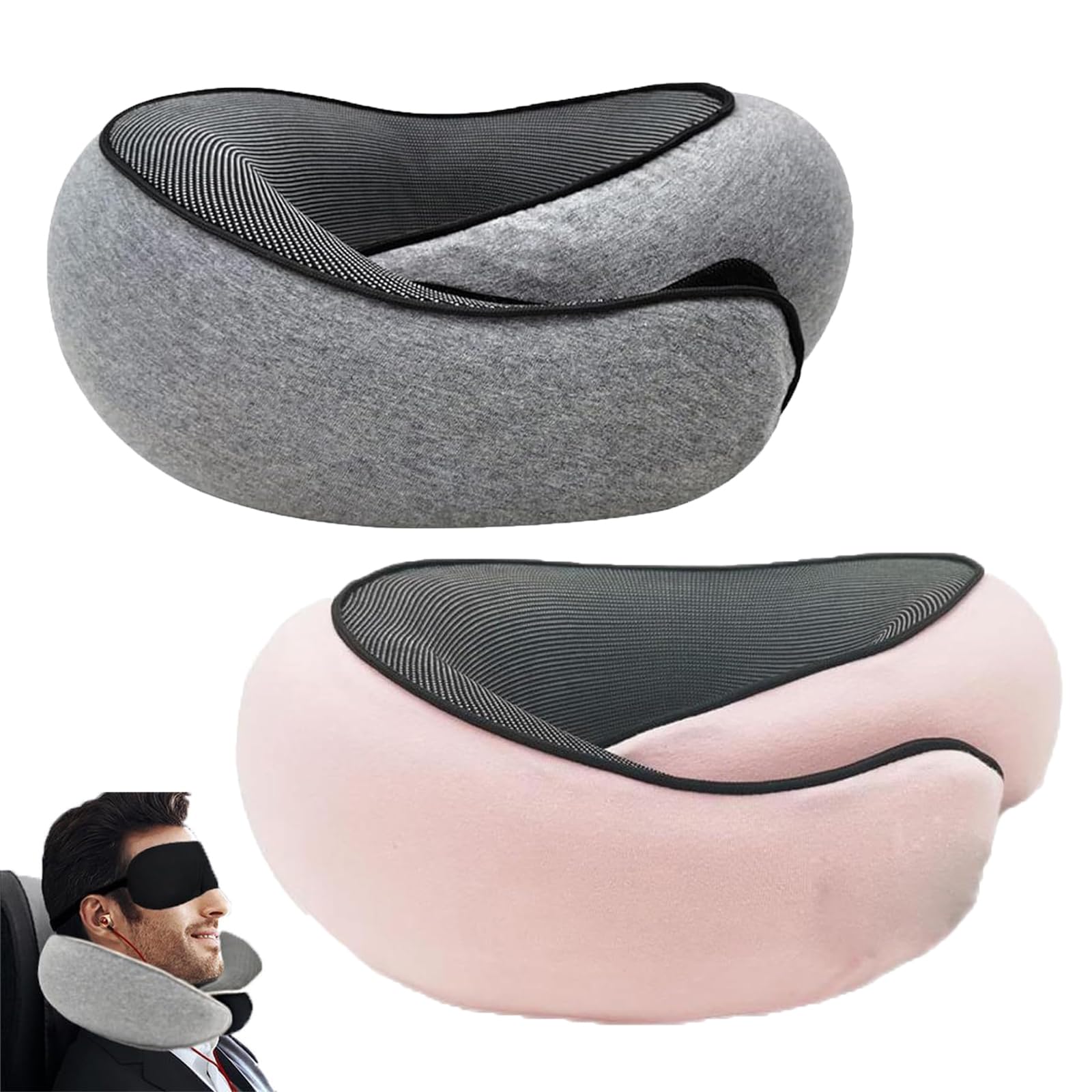 ABKD Flyhugz Memory Foam Travel Neck Pillow - Ergonomic Support for Airplane, Car & Office - Ultra Soft & Washable for Long Flights, Road Trips & Work Comfort