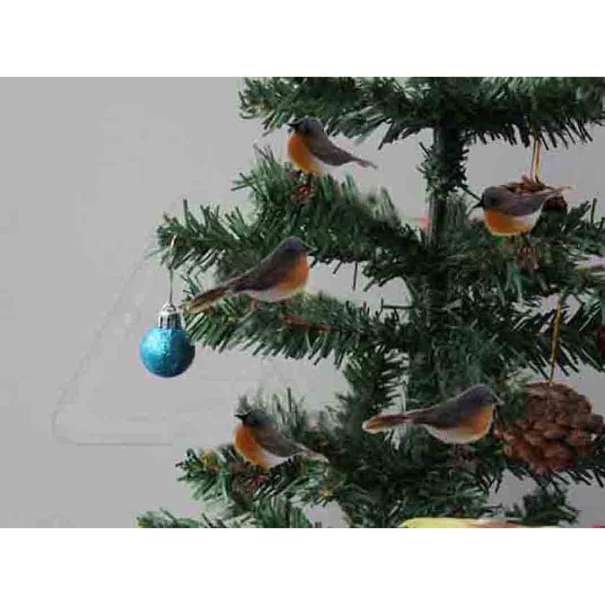 12Pcs Mini Artificial Feather Robin Bird Christmas Tree Decorations - Handmade Craft Ornaments for Xmas, Holiday, Home, Living Room, Bedroom & Office Decor - Perfect for Festive Tree Trimming, Gift Wrapping & Seasonal Home Styling