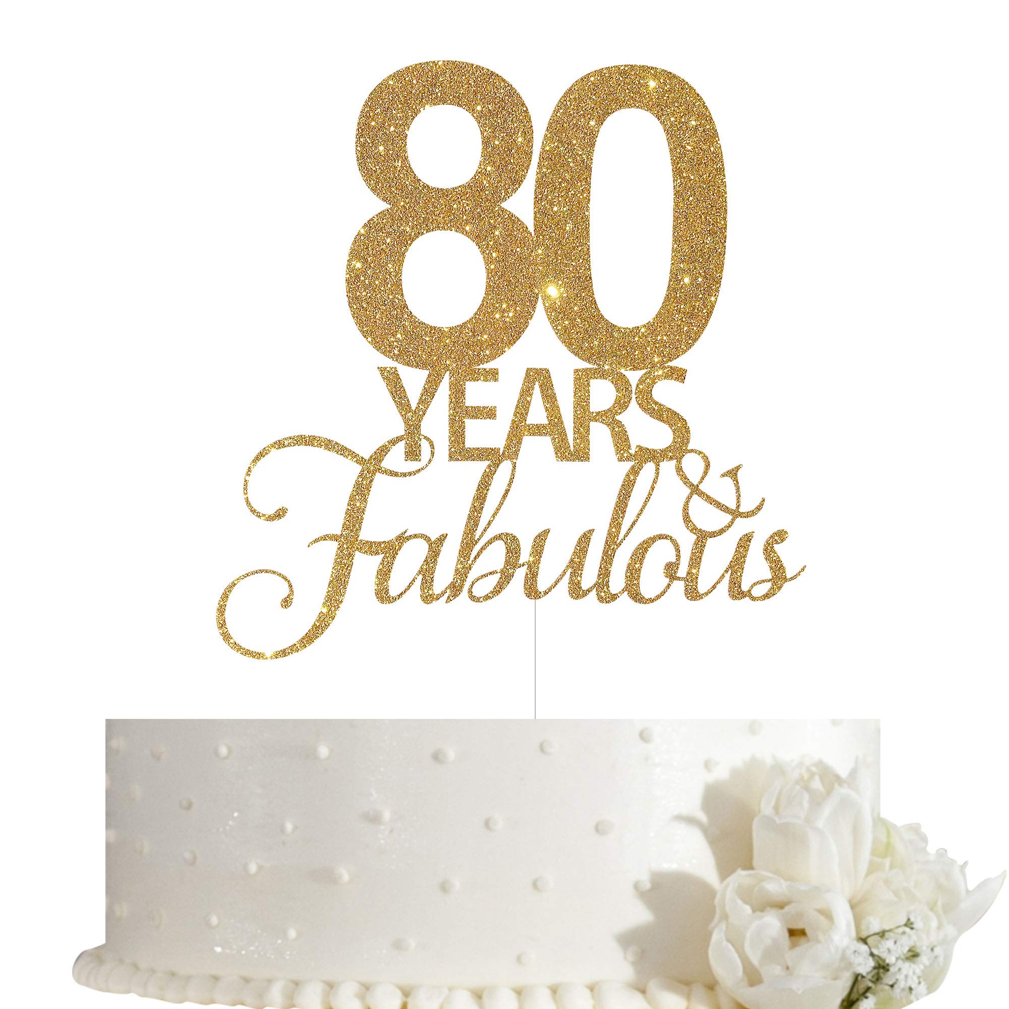 80th Birthday Cake Topper - Elegant Gold Glitter Decoration for Anniversary & Milestone Celebrations | Perfect for 80 Years Fabulous Parties, Retirement Cakes & Golden Jubilee Events