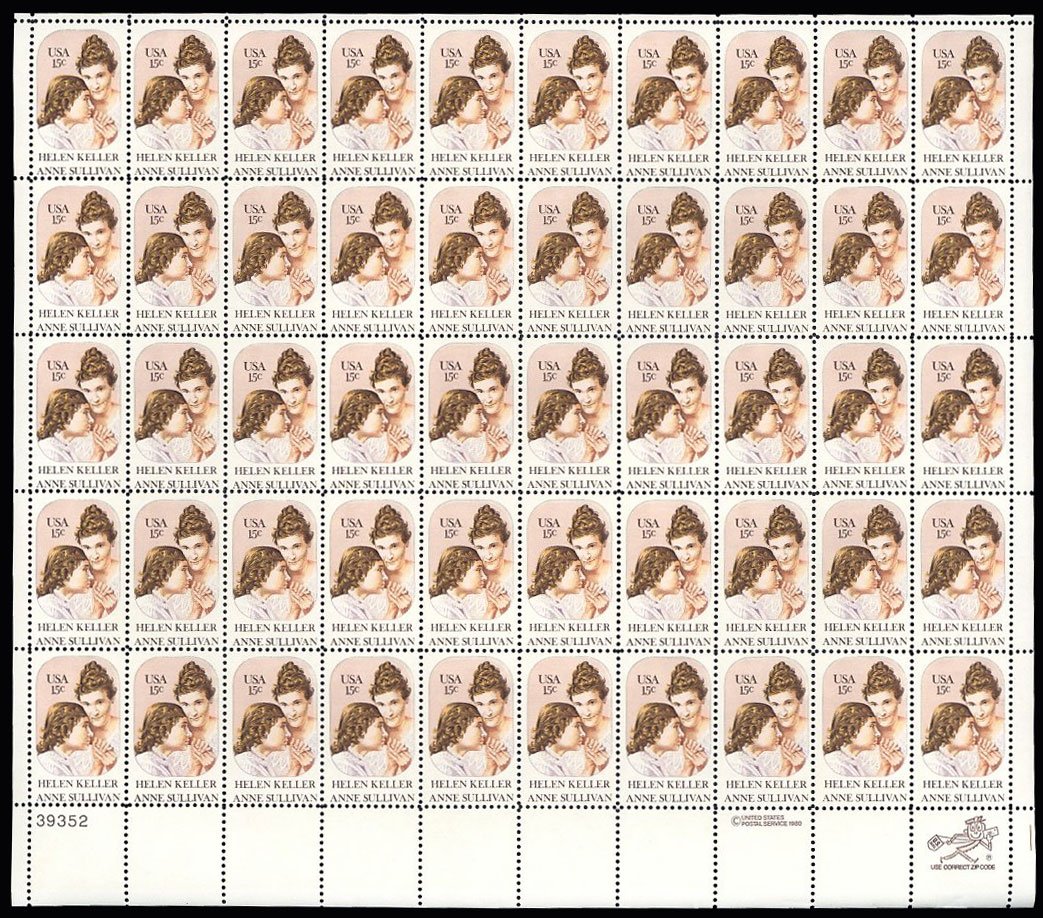 Helen Keller & Anne Sullivan 15c Stamps - USPS Scott 1824 for Collectors & Gifts