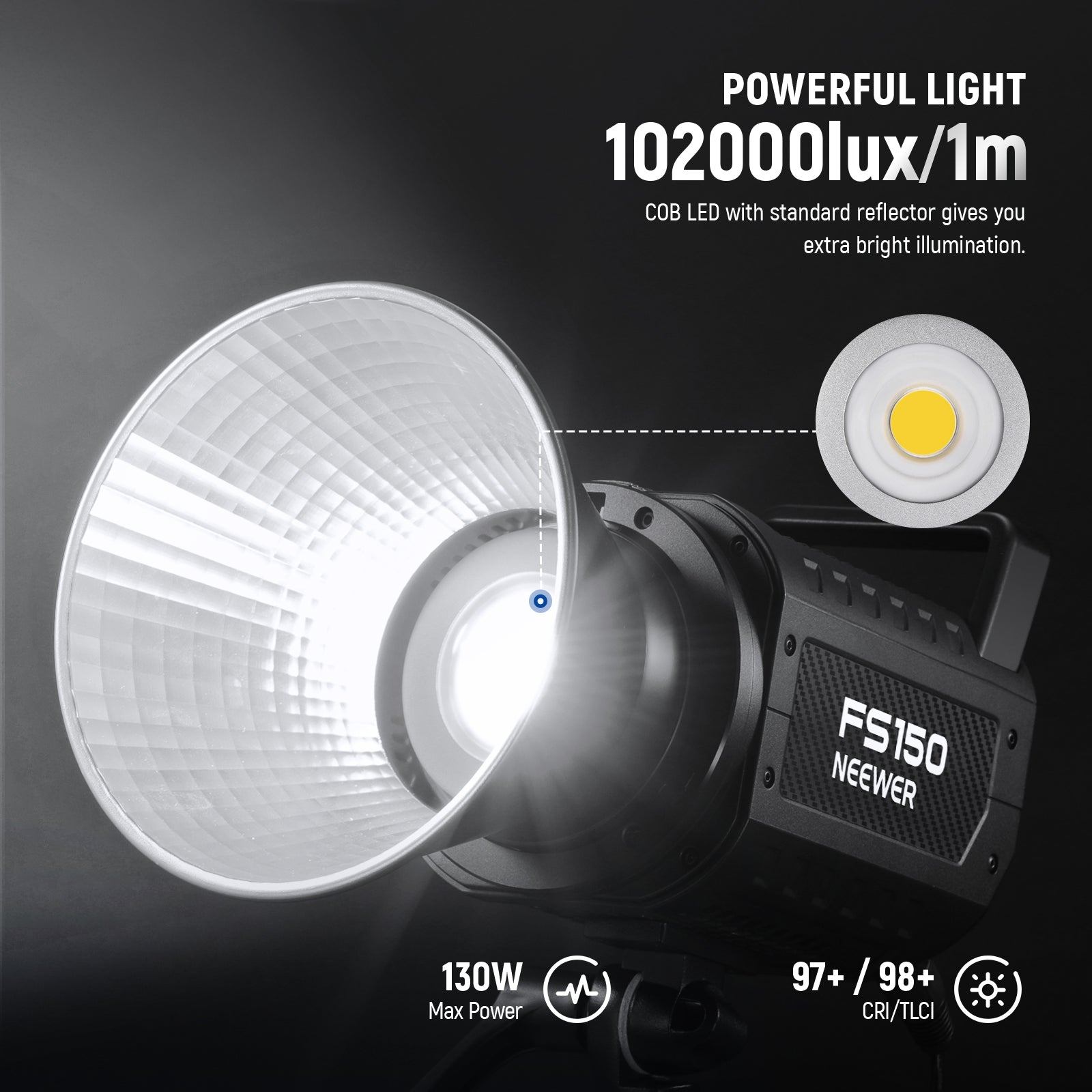 NEEWER FS150 130W LED Video Light Panel - Dimmable Bi-Color 5600K+3200K for Photography, YouTube, Studio Filming & Live Streaming