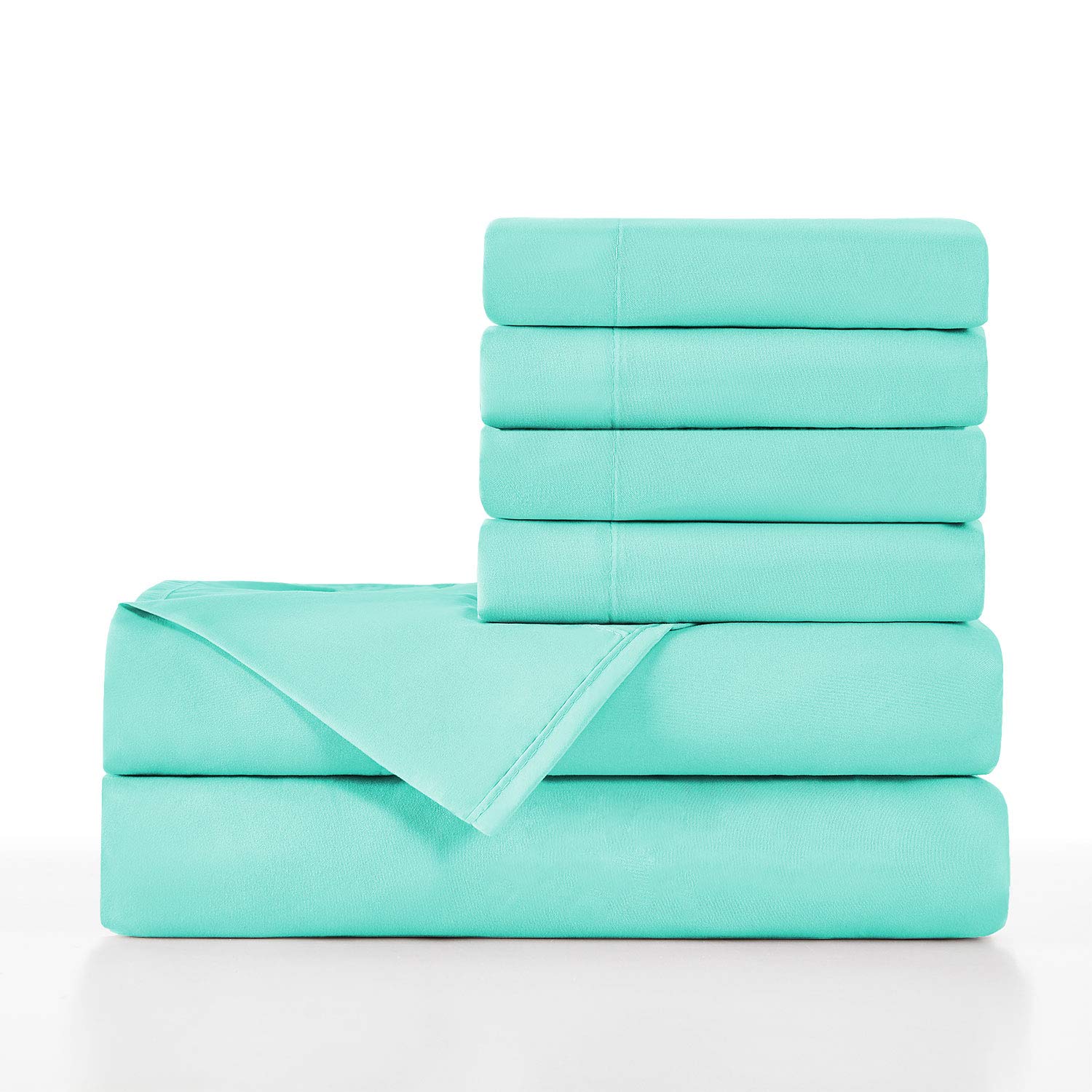 Luxury Soft 2000 Series 4-Piece Twin Sheet Set - Oeko-Tex Certified 100% Cotton Bedding, Aqua Sky Blue - Perfect for Guest Rooms, Dorms & Cozy Sleep
