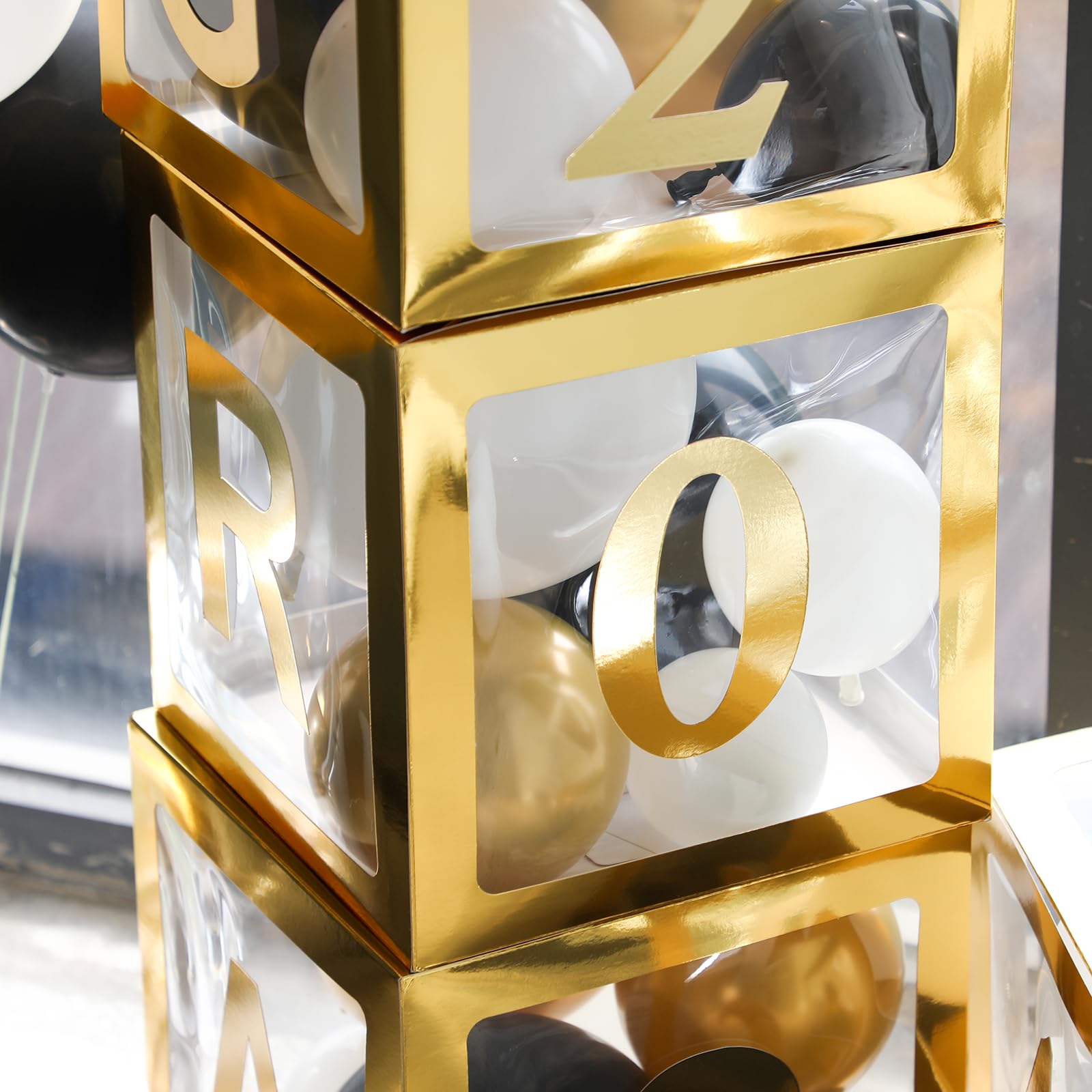 Fonder Mols 2025 Graduation Balloon Boxes - Gold Graduation Party Decorations for High School, College & Kindergarten - Class of 2025 Party Supplies (No Balloons Included) - Perfect for Graduation Ceremonies, Photo Backdrops & Celebration Decor