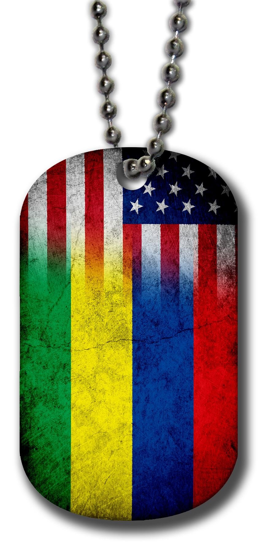 ExpressItBest Personalized Aluminum Dog Tag Necklace & Keychain - Mauritius Flag Design (Mauritian Pride) - Rustic Style/USA Made - Perfect for Pet ID, Military Gifts & Travel Accessories