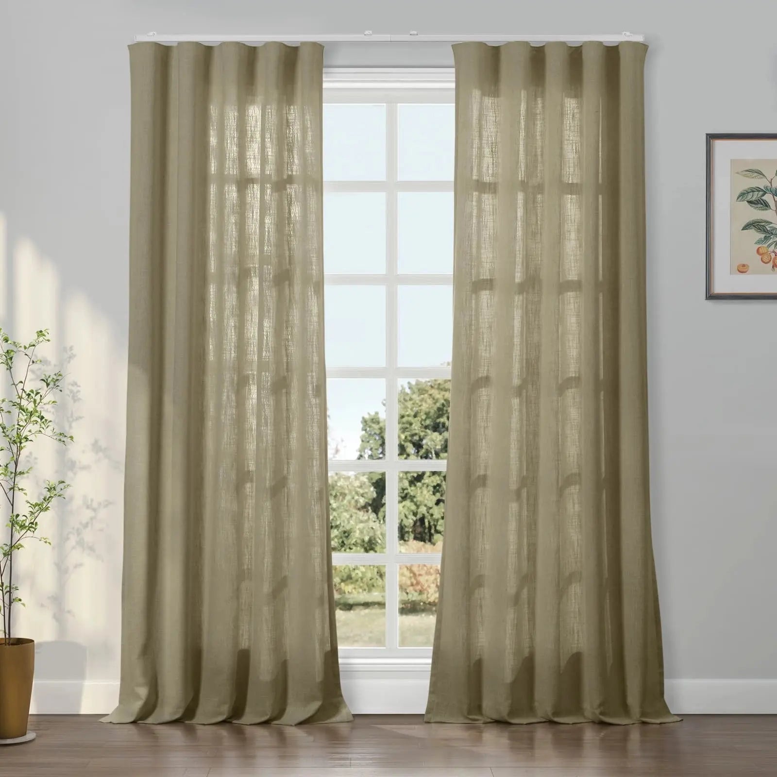 Liz Linen Ripple Fold Drapery Curtains - Elegant Window Treatments for Living Room & Bedroom Decor
