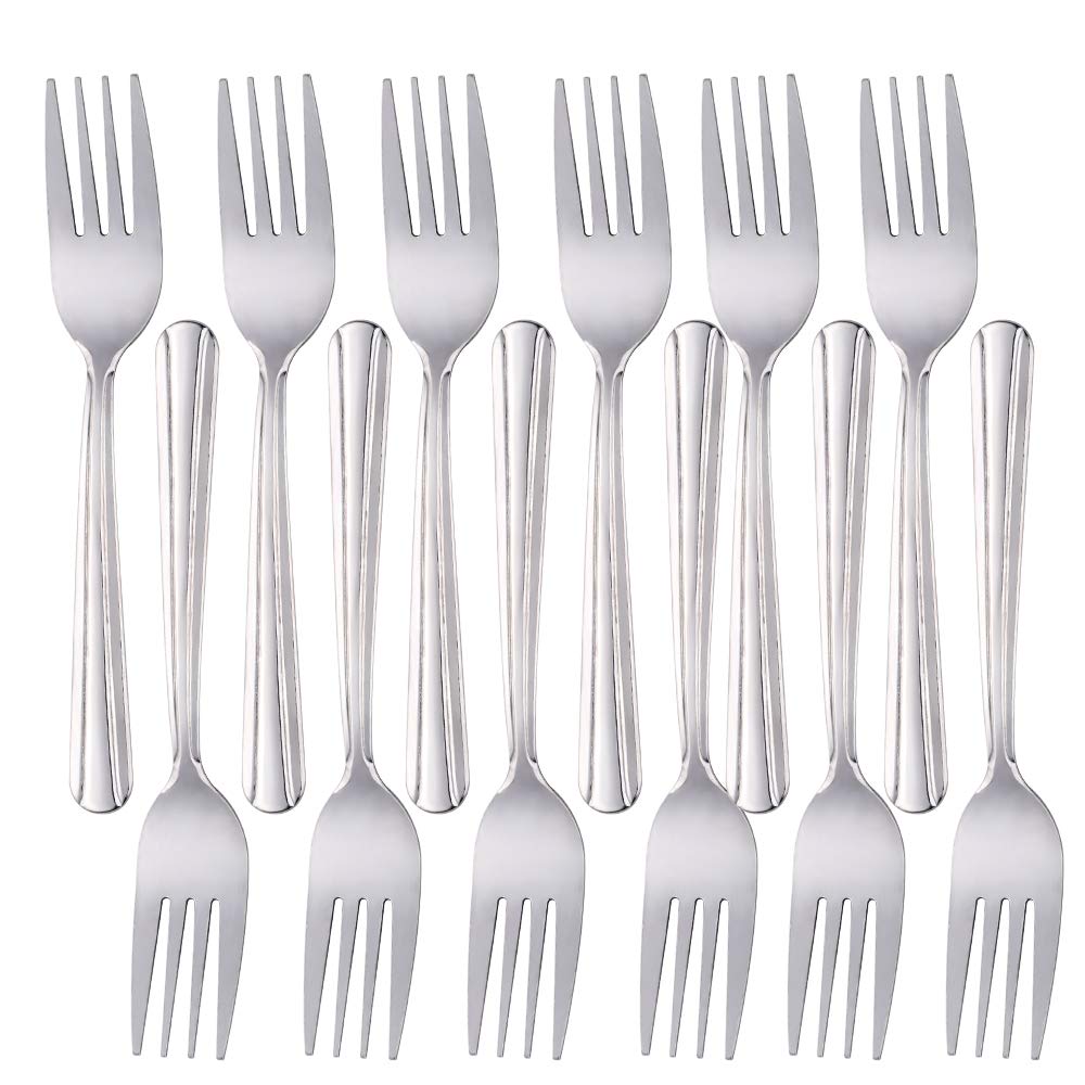 Dongbo 12-Piece Stainless Steel Salad & Dessert Forks Set - 6.2 Inch Elegant Silverware for Dinner Parties, Picnics & Home Dining