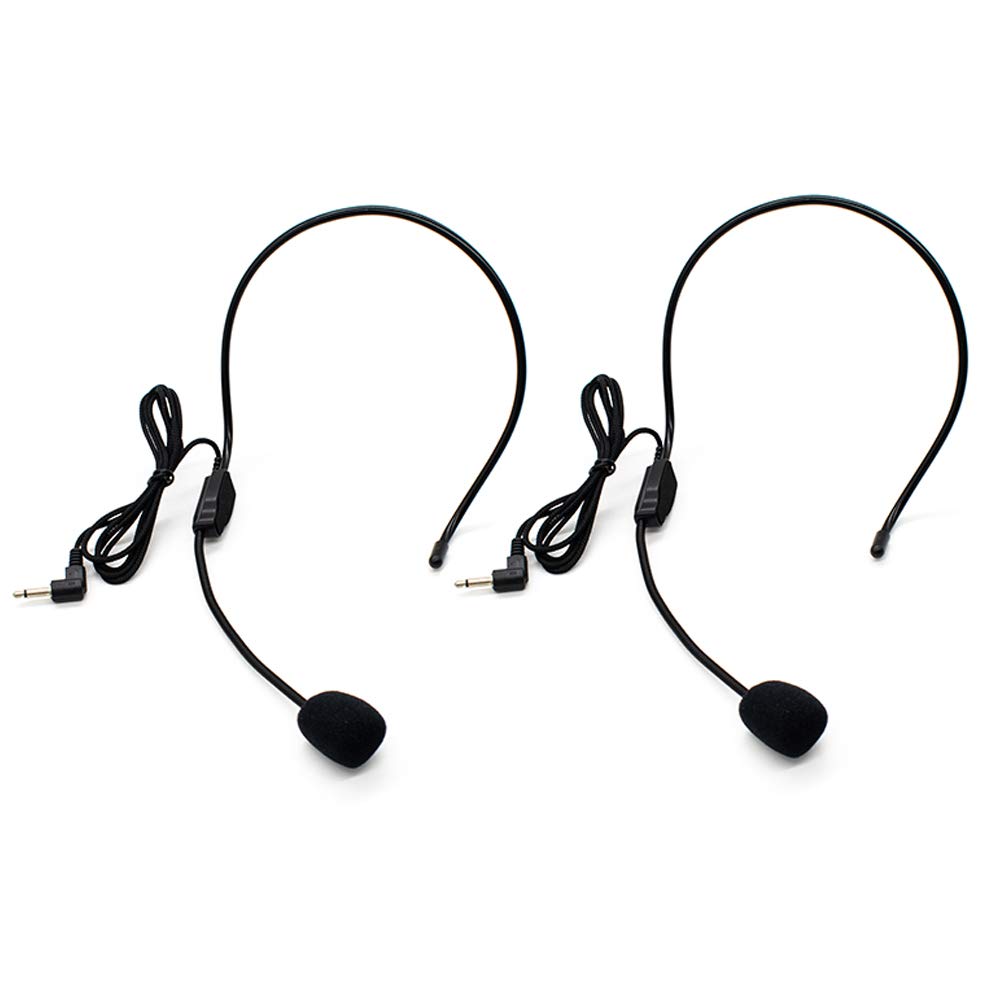 AUEAR 2 Pack Headset Microphone with Flexible Wired Boom - 3.5mm Connector for Voice Amplifier, Teachers, Speakers & Computers - Ideal for Online Teaching, Public Speaking & Conference Calls