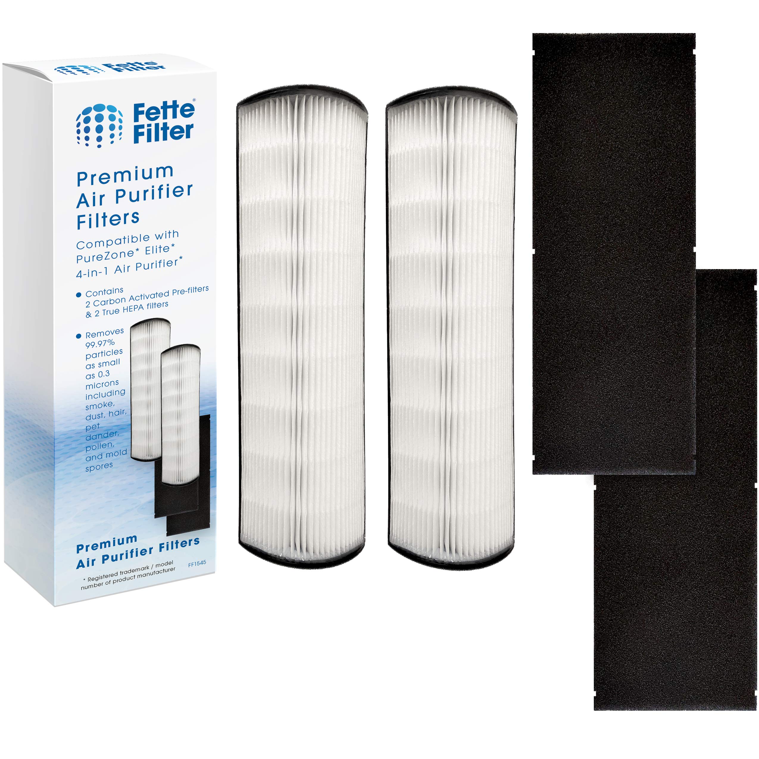 2-in-1 True HEPA Replacement Filter for Pure Enrichment PureZone Elite 4-in-1 Air Purifier (PEAIRTWR) - Carbon Activated Pre-Filter & HEPA Air Filter (2 Pack) - Perfect for Home, Office, and Allergy Relief