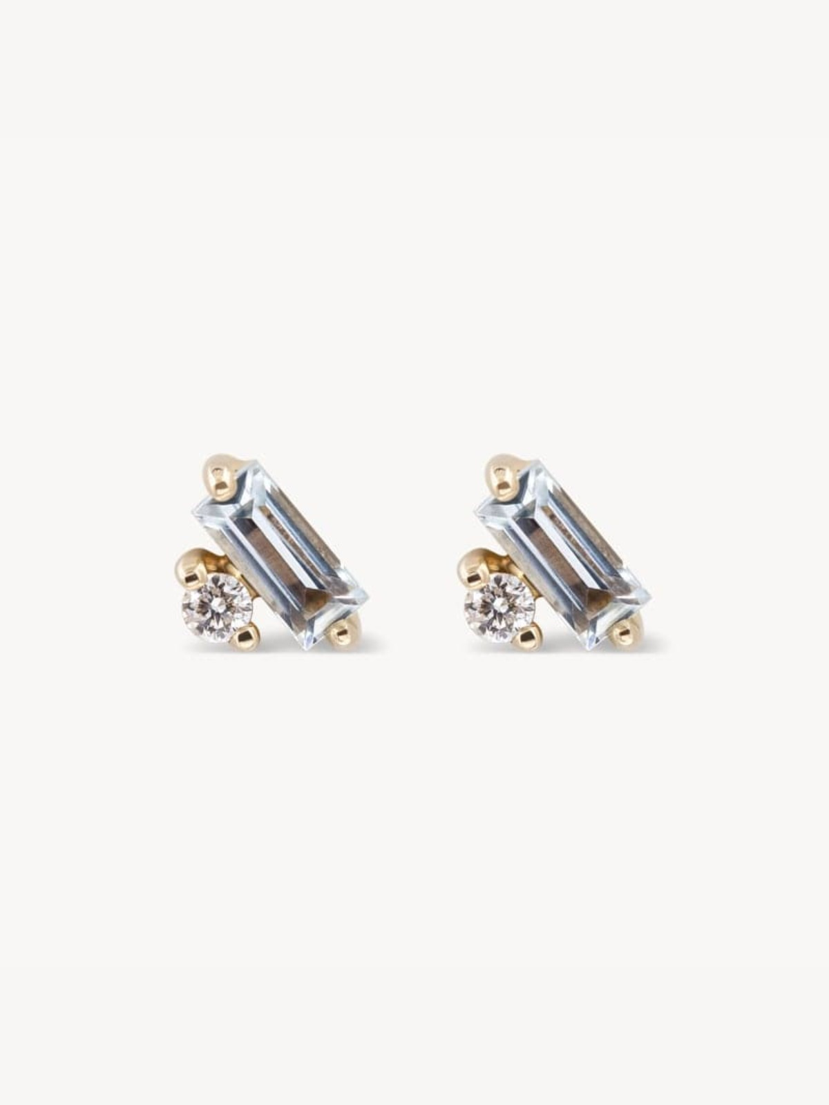 Exquisite Tiny Aquamarine Baguette Diamond Stud Earrings for Women - Elegant Blue Gemstone Jewelry for Everyday Wear, Parties & Special Occasions