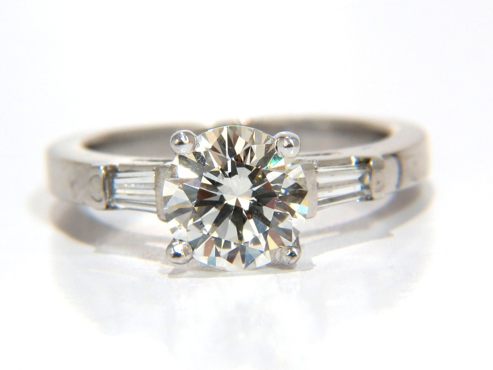 1.51ct GIA Certified Round Brilliant Diamond Engagement Ring with 0.30ct Baguette Side Stones in Platinum - Perfect for Proposals, Anniversaries & Special Occasions